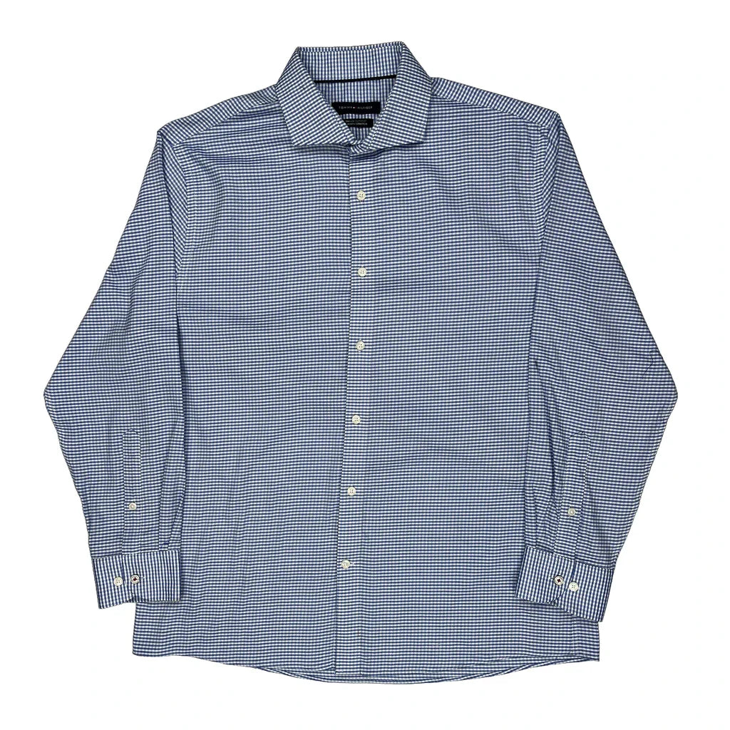 Tommy Hilfiger Slim Fit Shirt - Large Blue Cotton Refurbished - Thrifted (note: this is a term often used to describe second- refurbished available on Cerqular