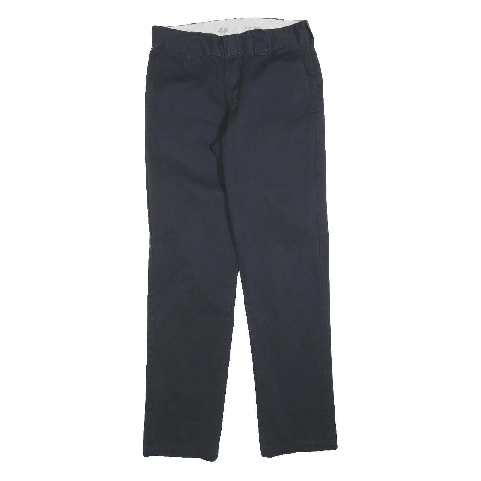 DICKIES Mens Cotton Blend Navy Slim Straight Trousers W28 L30 Workwear Casual Refurbished - N/A refurbished available on Cerqular