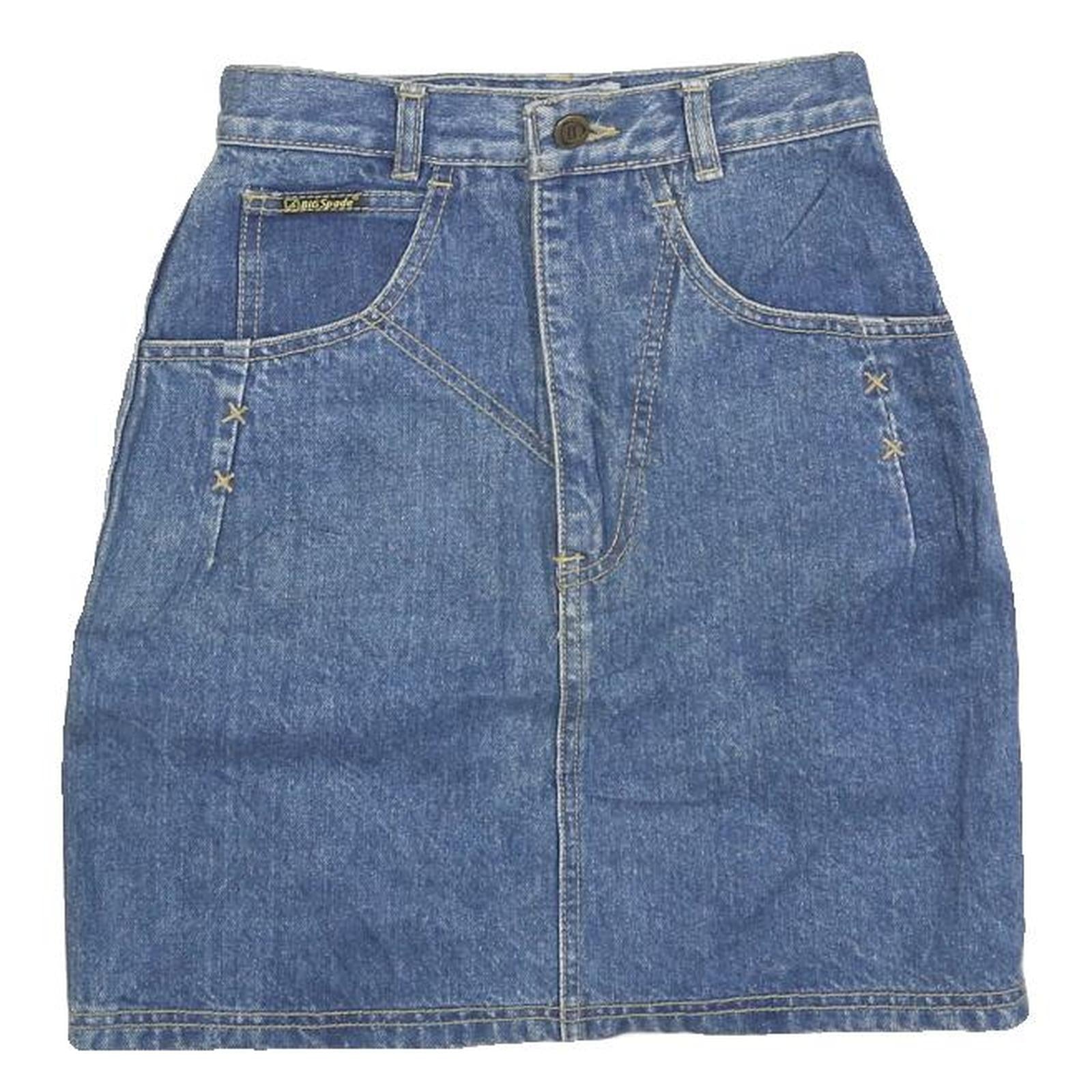 BIG SPADE Womens Blue Denim Mini Cotton Blend Skirt XXS Casual Everyday Refurbished - N/A refurbished available on Cerqular