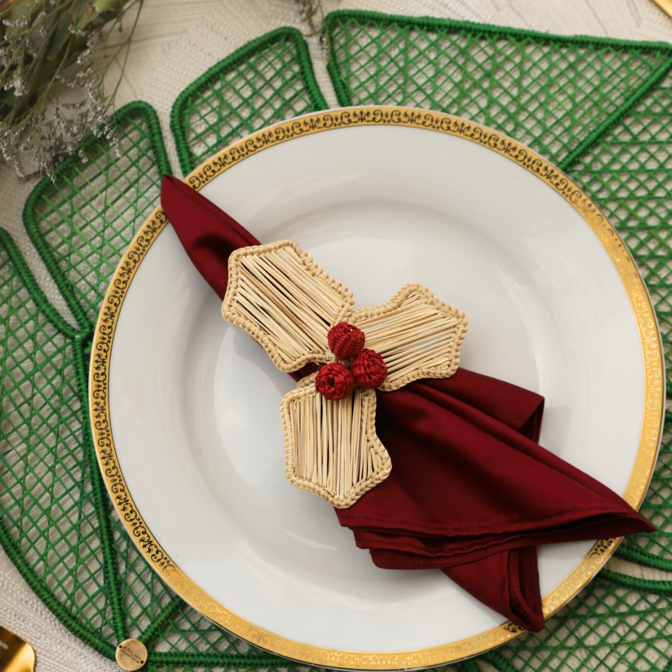 Holly Berry Napkin Ring | Color: Natural Refurbished - Apalma Handmade refurbished available on Cerqular