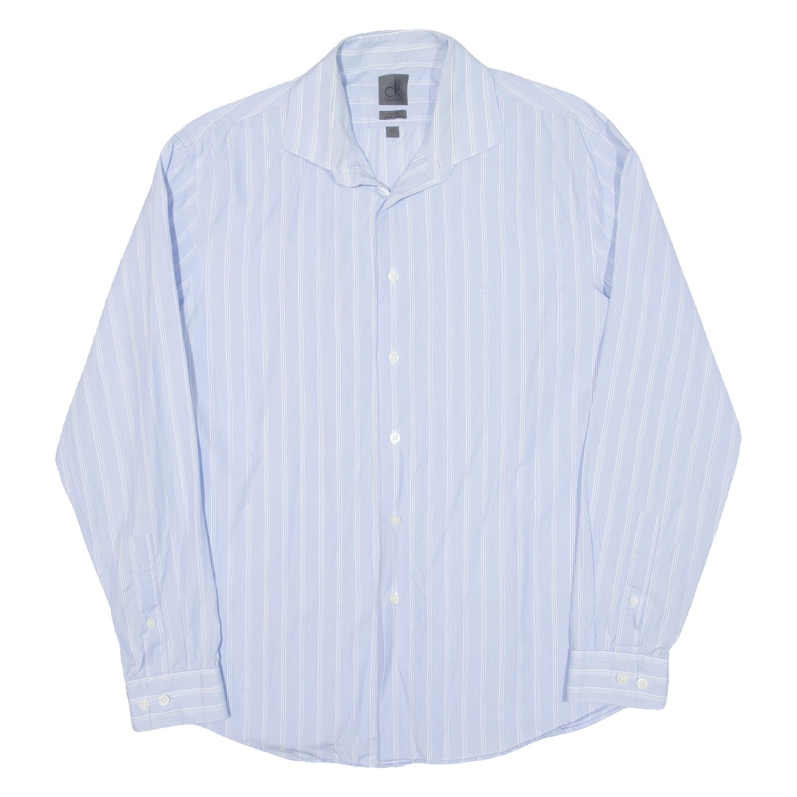 CALVIN KLEIN Slim Fit Mens Shirt Blue Striped Long Sleeve L Refurbished - N/A refurbished available on Cerqular