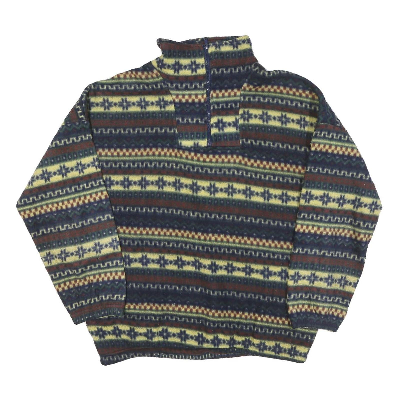 OCEANIC Mens Blue Yellow Patterned Polyester Blend Jumper 1/4 Zip XL Winter Refurbished - N/A refurbished available on Cerqular