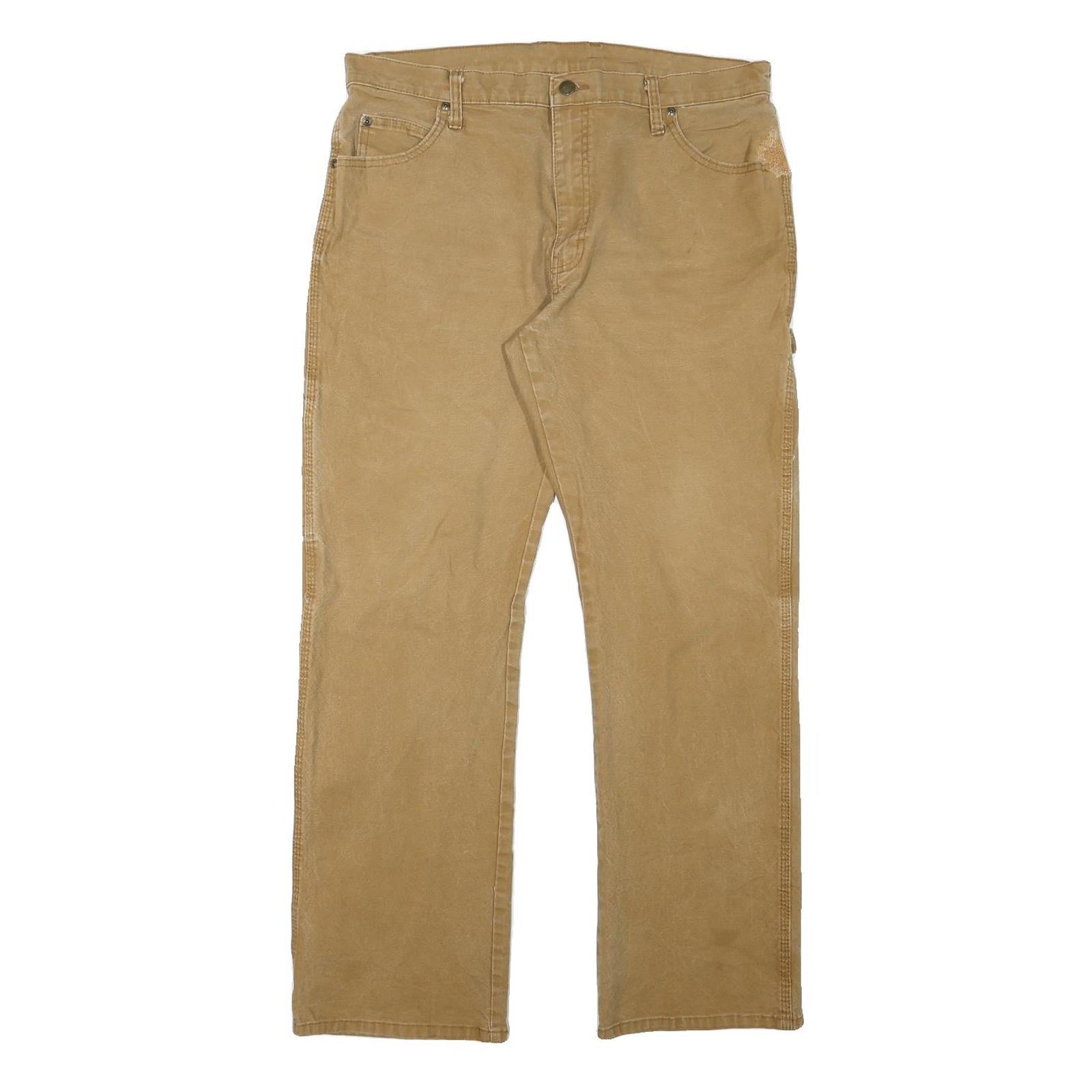 DICKIES Mens Cotton Blend Beige Regular Fit Straight Trousers W34 L33 Workwear Refurbished - N/A refurbished available on Cerqular