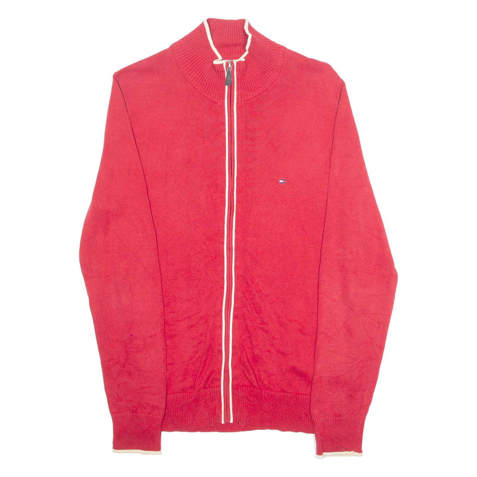 TOMMY HILFIGER Mens Jumper Red High Neck Tight Knit S Refurbished - N/A refurbished available on Cerqular