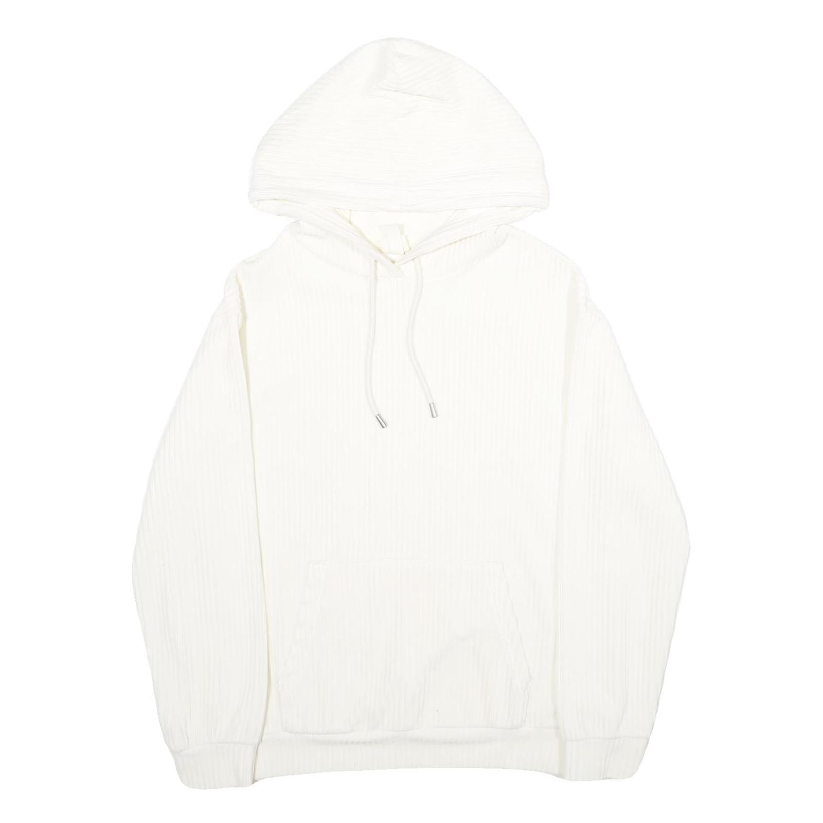 H&M Mens White Corduroy Hoodie M Casual Pullover Drawstring Hooded Sweatshirt Refurbished - N/A refurbished available on Cerqular