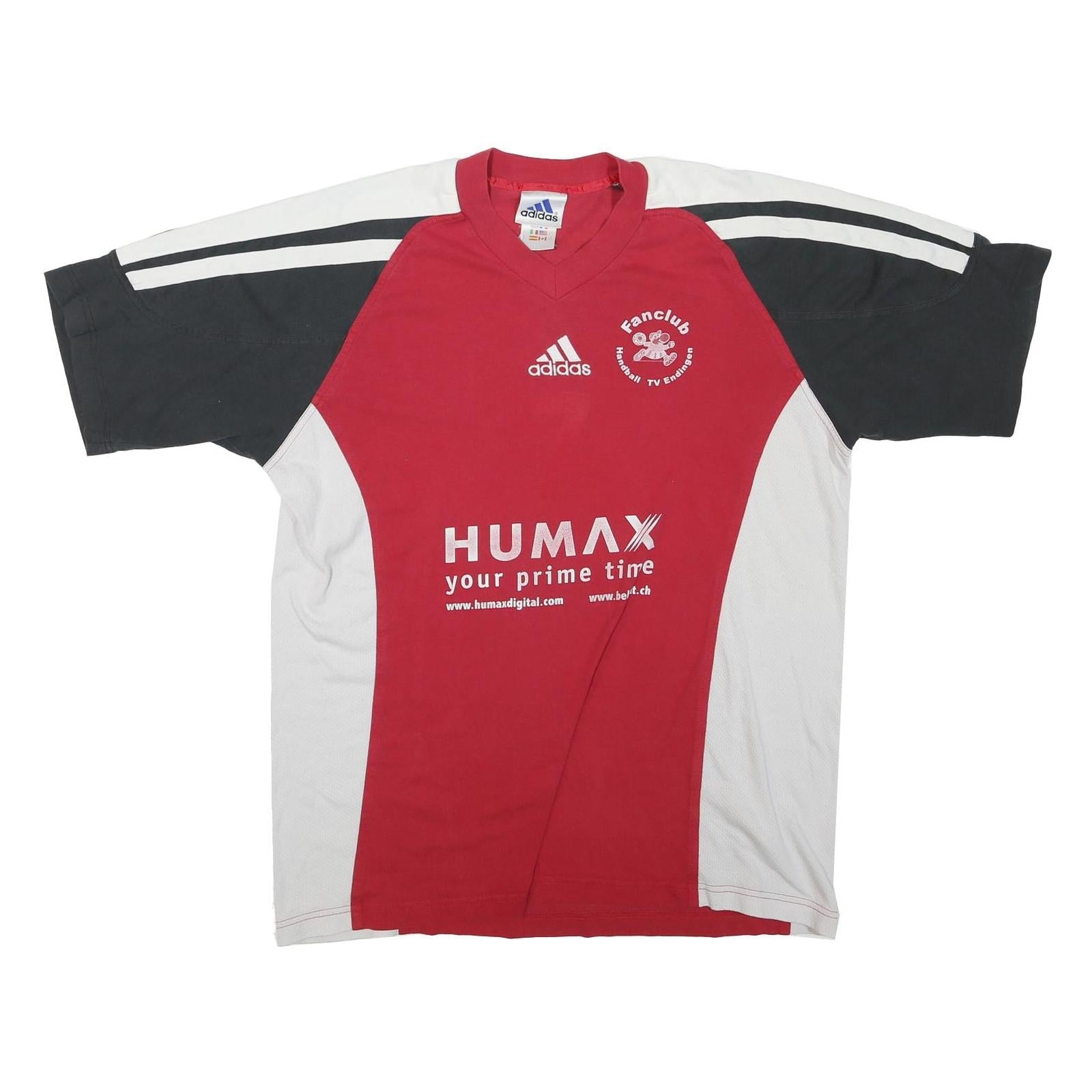 ADIDAS Mens Red Black White Fanclub Graphic T-Shirt L V-Neck Short Sleeve Sport Refurbished - N/A refurbished available on Cerqular