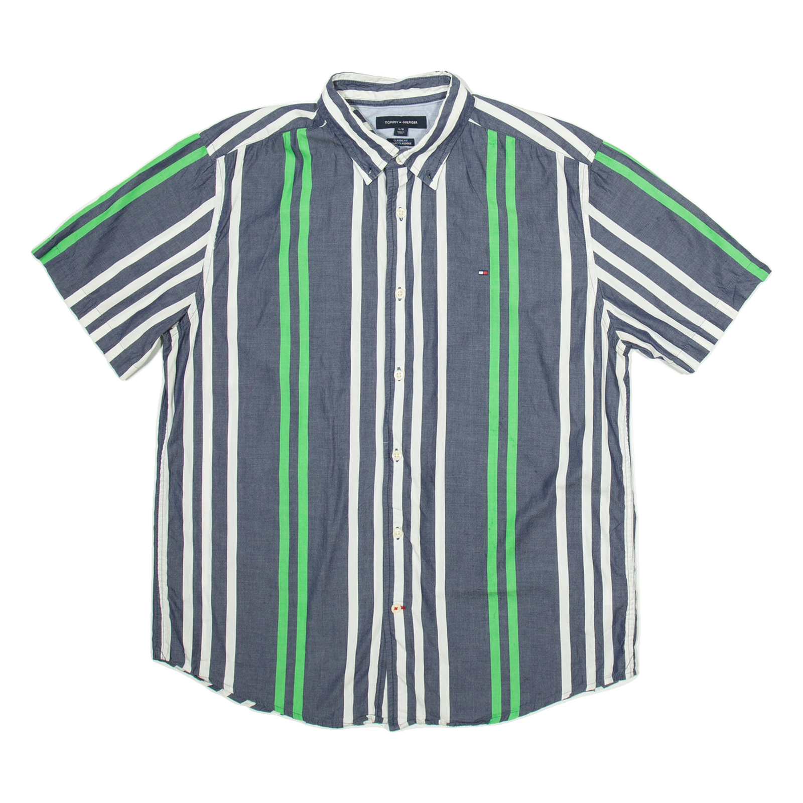 TOMMY HILFIGER Mens Shirt Grey Striped L Refurbished - N/A refurbished available on Cerqular