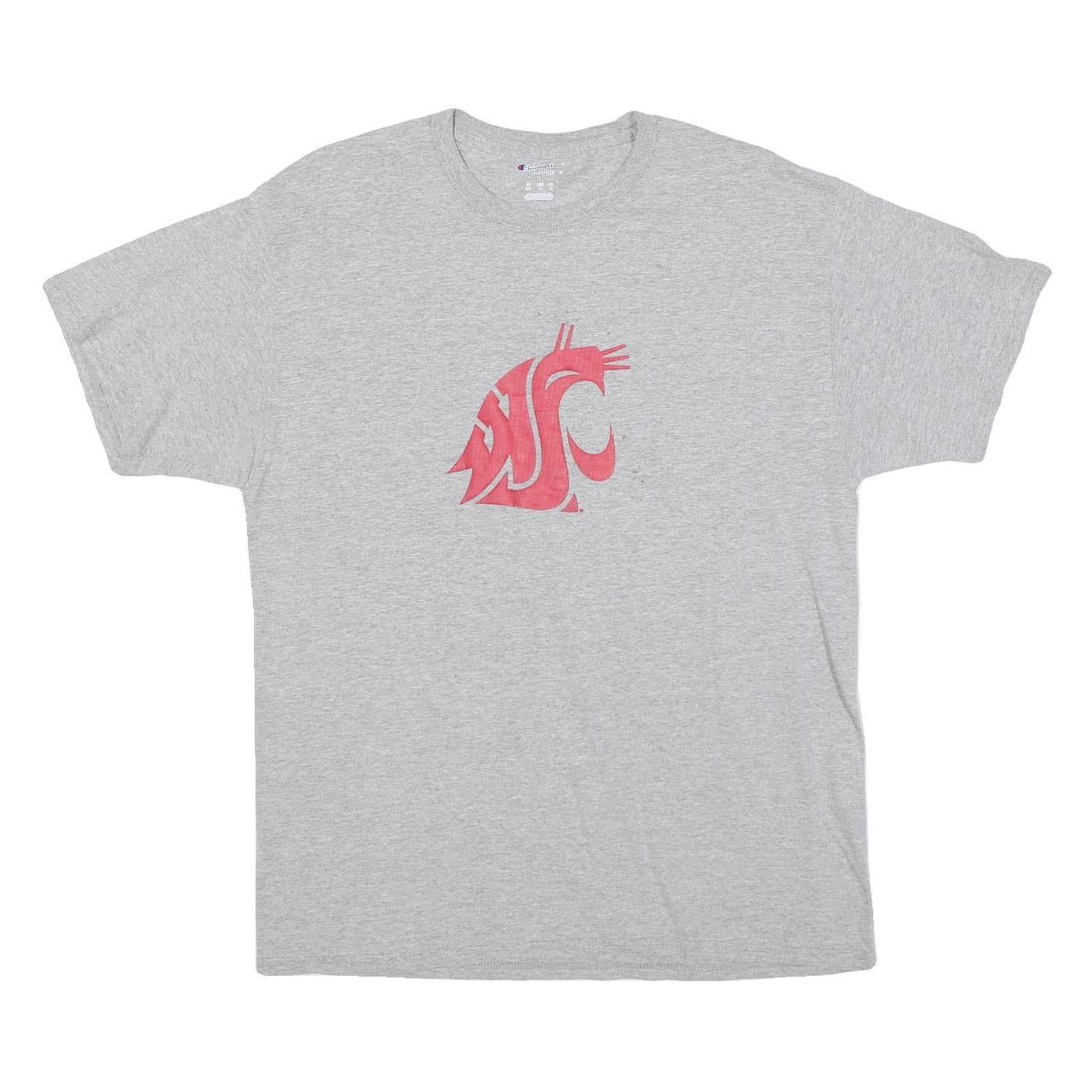 CHAMPION Mens Grey L Cotton Blend Graphic T-Shirt Short Sleeve Crew Neck Refurbished - N/A refurbished available on Cerqular