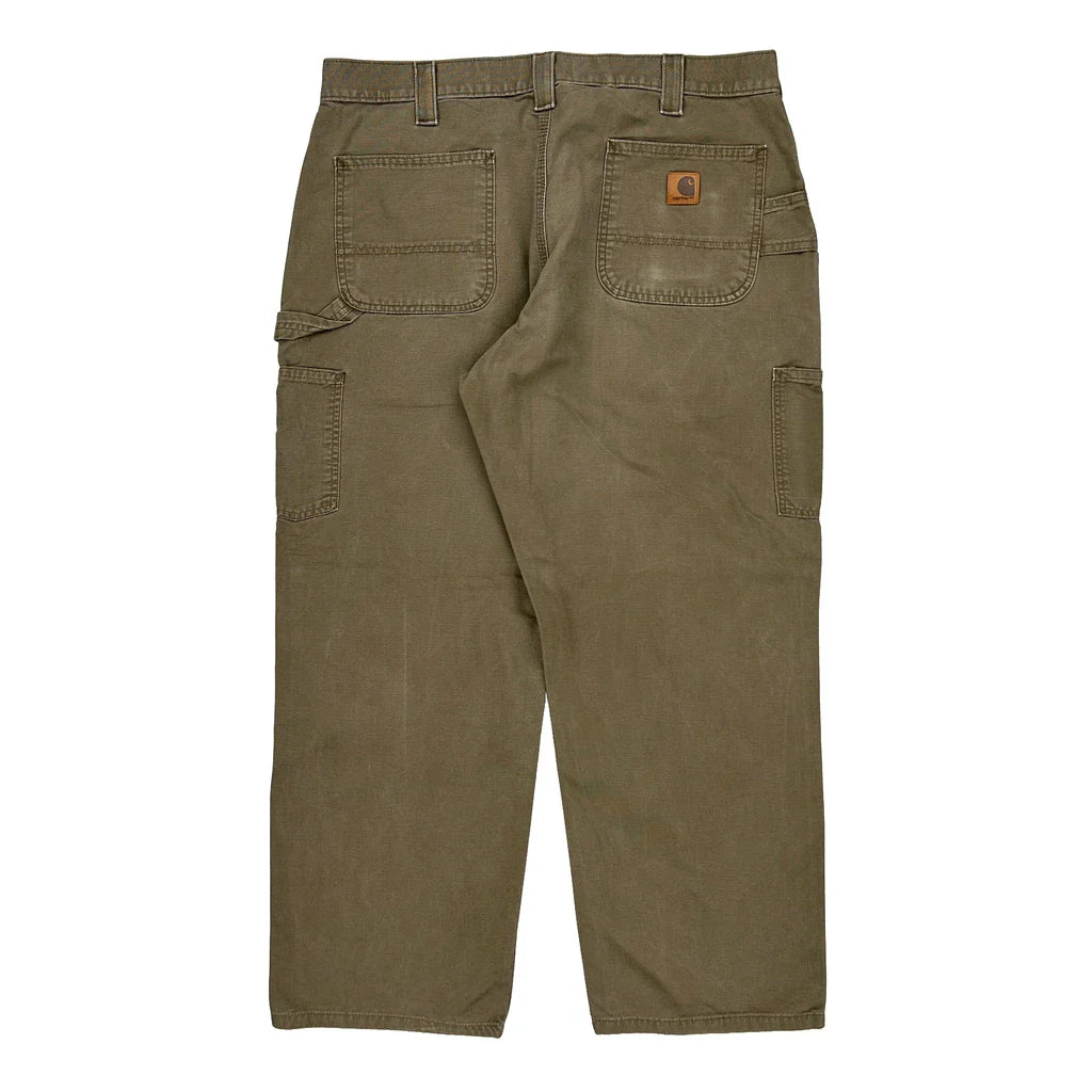 Carhartt Carpenter Trousers - 36W 28L Brown Cotton Refurbished - Thrifted (note: this is a term often used to describe second- refurbished available on Cerqular