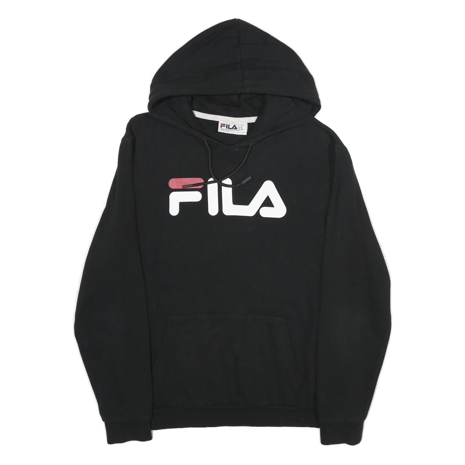 FILA Mens Black Hoodie M Cotton Blend Pullover Logo Print Casual Refurbished - N/A refurbished available on Cerqular