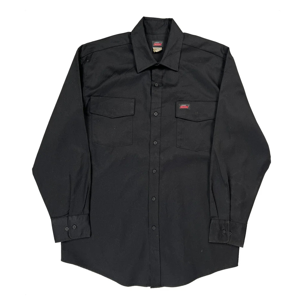 Dickies Shirt - Medium Black Cotton Refurbished - Thrifted (note: this is a term often used to describe second- refurbished available on Cerqular