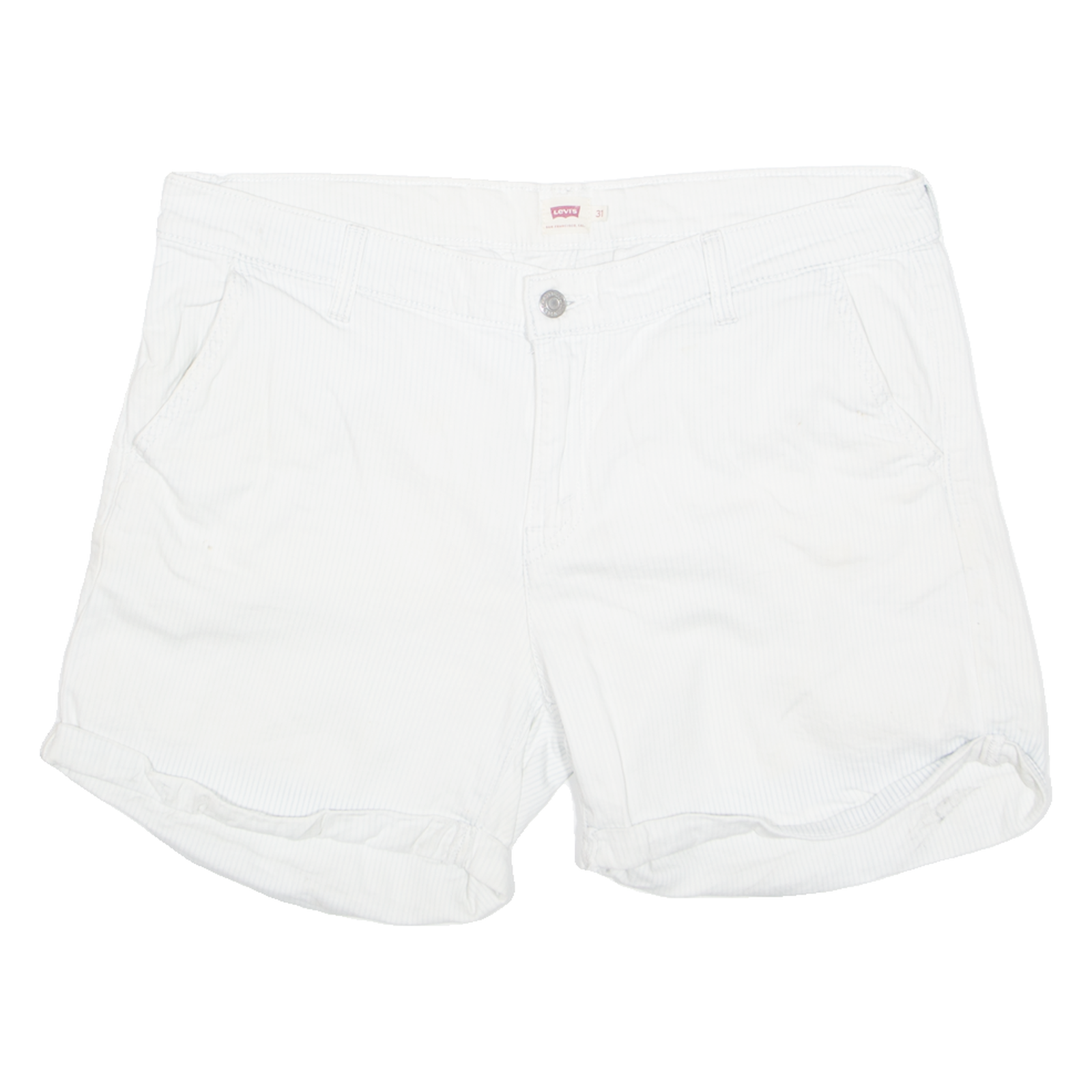 LEVI'S Turn Up Womens Chino Shorts White Striped L W36 Refurbished - N/A refurbished available on Cerqular