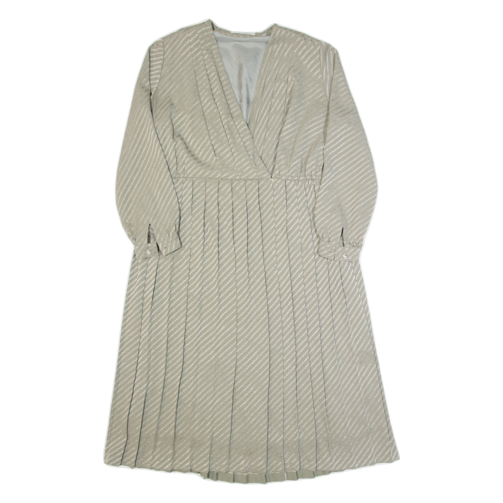 HAUT MONDE Womens Day Dress Grey 90s Striped Long Sleeve Midi L Refurbished - N/A refurbished available on Cerqular