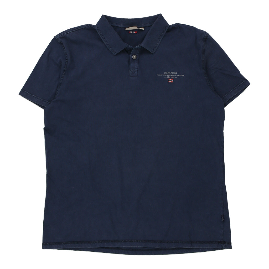 Napapijri Polo Shirt - 2XL Navy Cotton | Size: xx-large Refurbished - Thrifted (note: this is a term often used to describe second- refurbished available on Cerqular