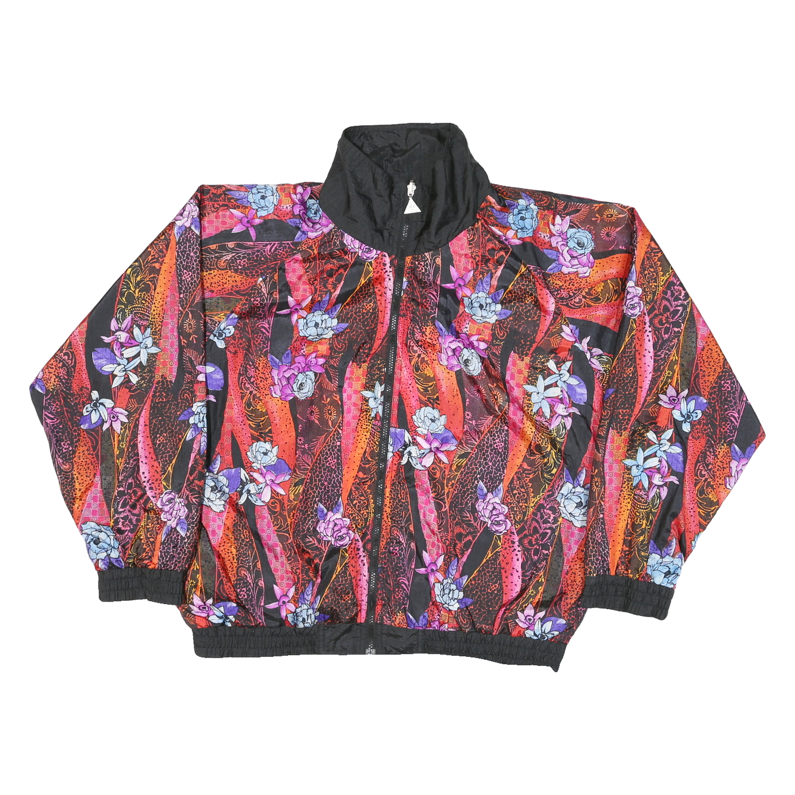 CASUAL ISLE Womens Black & Red Floral Nylon Zip Jacket XL Lightweight Patterned Refurbished - N/A refurbished available on Cerqular