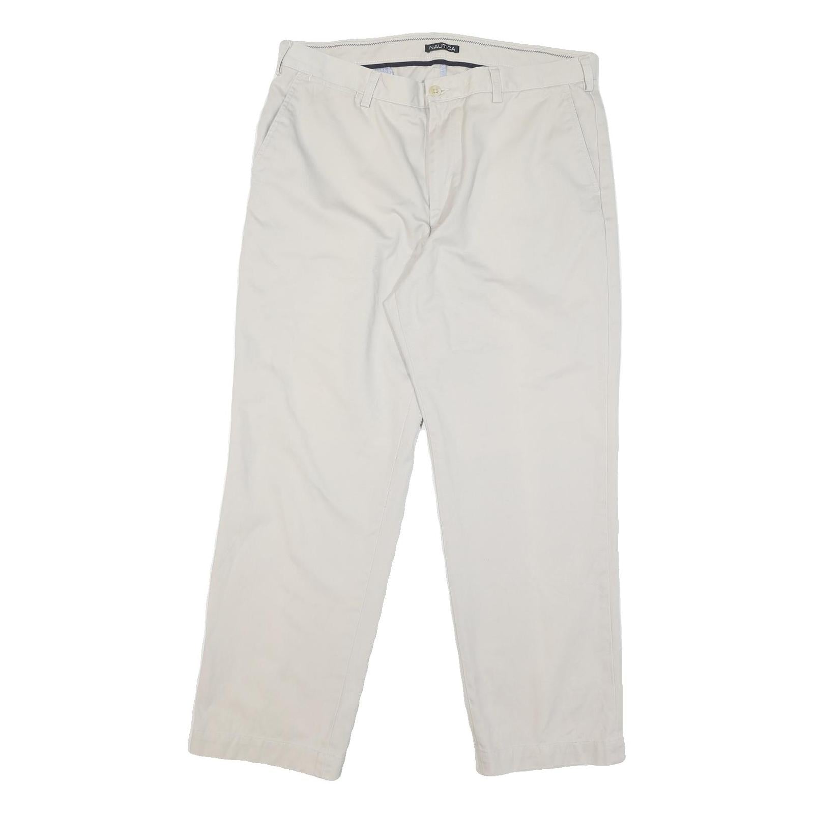 NAUTICA Mens Cotton Blend White Regular Straight Trousers W38 L30 Casual Comfort Refurbished - N/A refurbished available on Cerqular