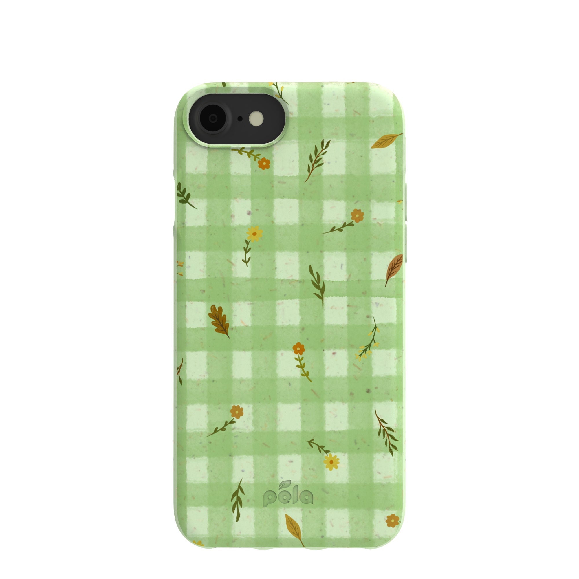 Sage Green Fall Gingham iPhone 6/6s/7/8/SE Case Refurbished - Pela Case refurbished available on Cerqular