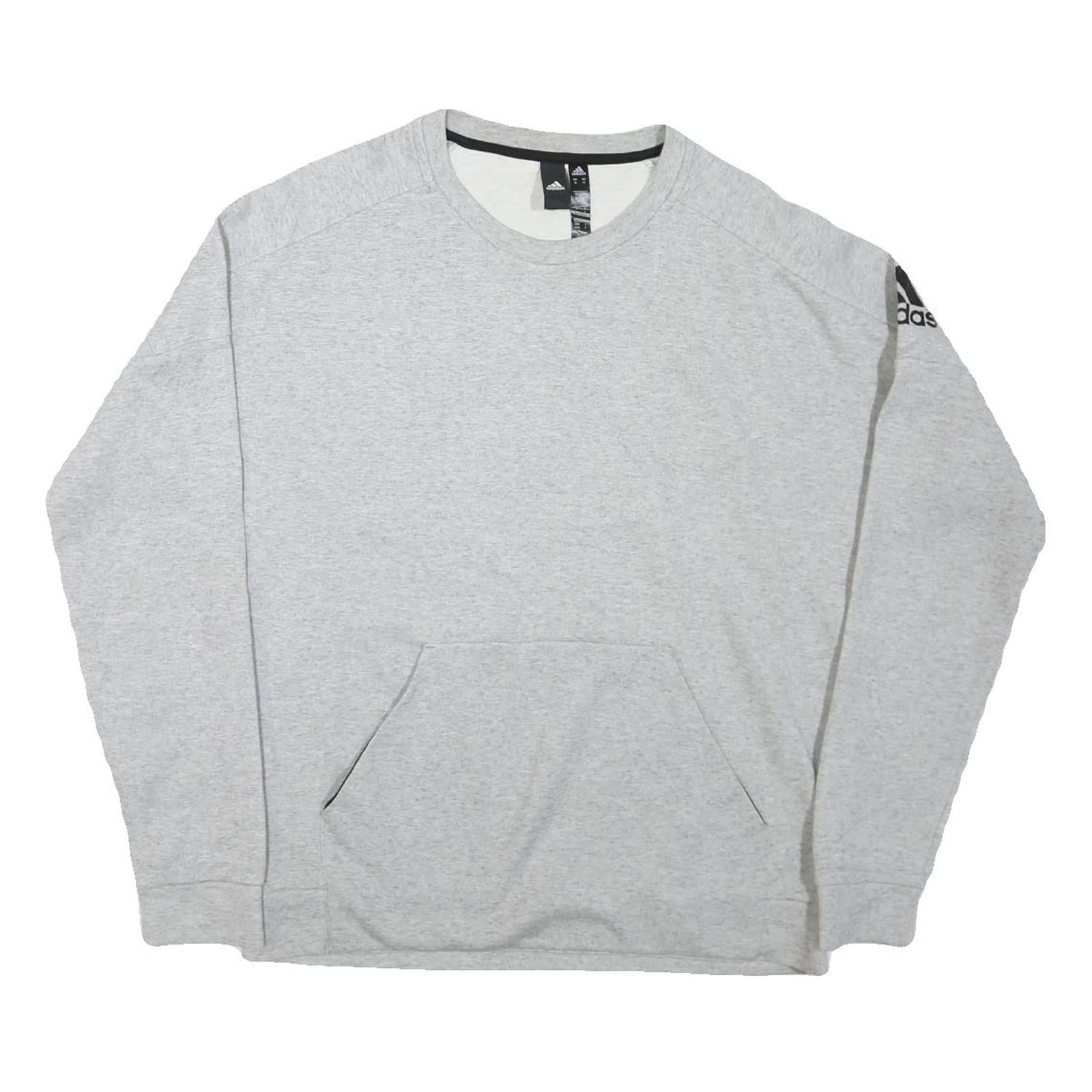 ADIDAS Mens Grey Cotton Blend Crew Neck Sweatshirt M Logo Sleeve Pocket Casual Refurbished - N/A refurbished available on Cerqular
