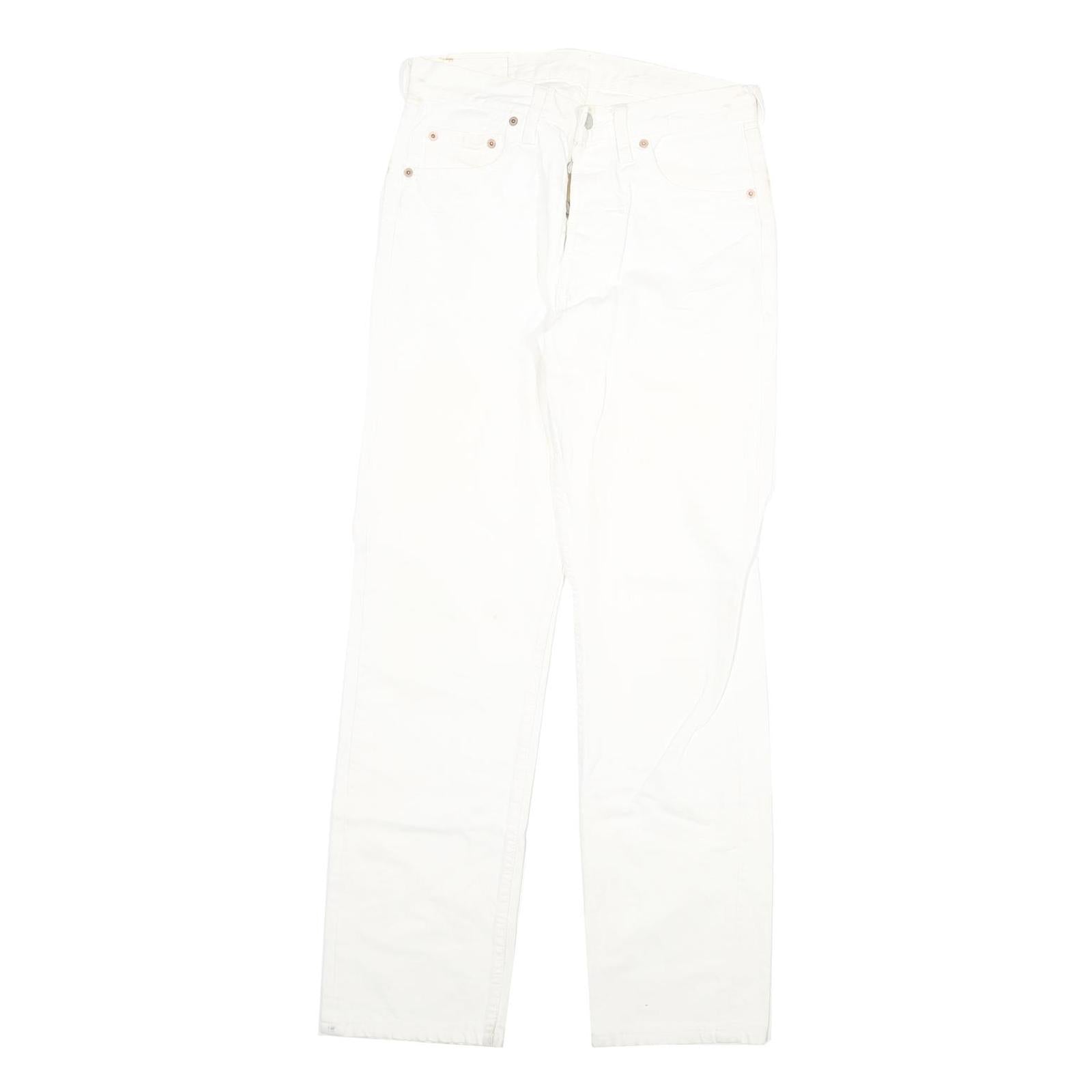 LEVI'S 501 Mens White Regular Straight Denim Jeans W28 L30 Classic Button Fly Refurbished - N/A refurbished available on Cerqular