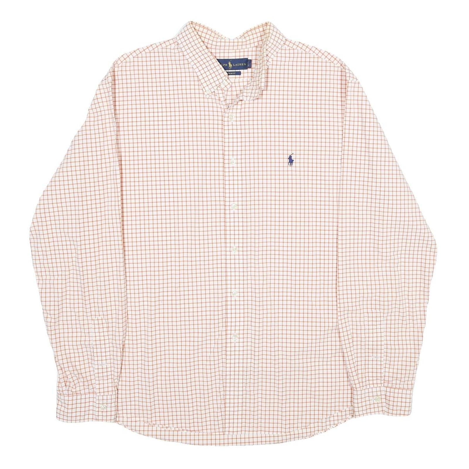 RALPH LAUREN Mens White & Orange Check Shirt 2XL Classic Cotton Button-Down Refurbished - N/A refurbished available on Cerqular