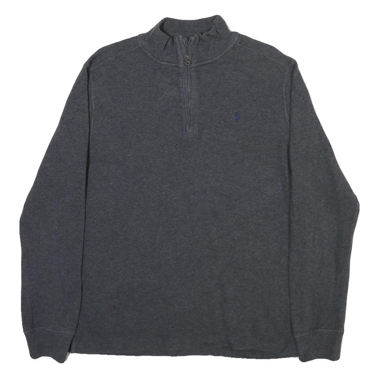 POLO RALPH LAUREN Womens Grey Cotton Blend Plain Pullover Jumper XL Half Zip Refurbished - N/A refurbished available on Cerqular
