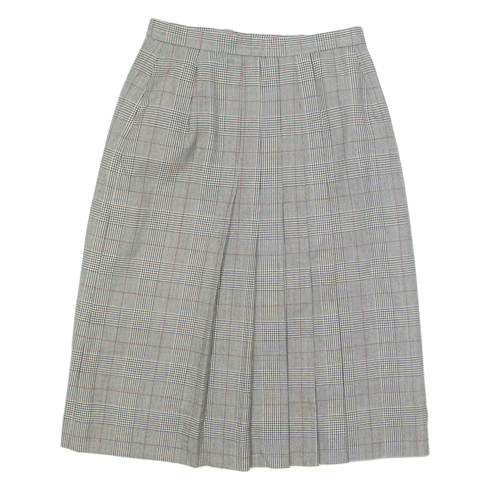 WOODWARD Womens Pleated Skirt Grey Midi Wool Check UK 10 Refurbished - N/A refurbished available on Cerqular