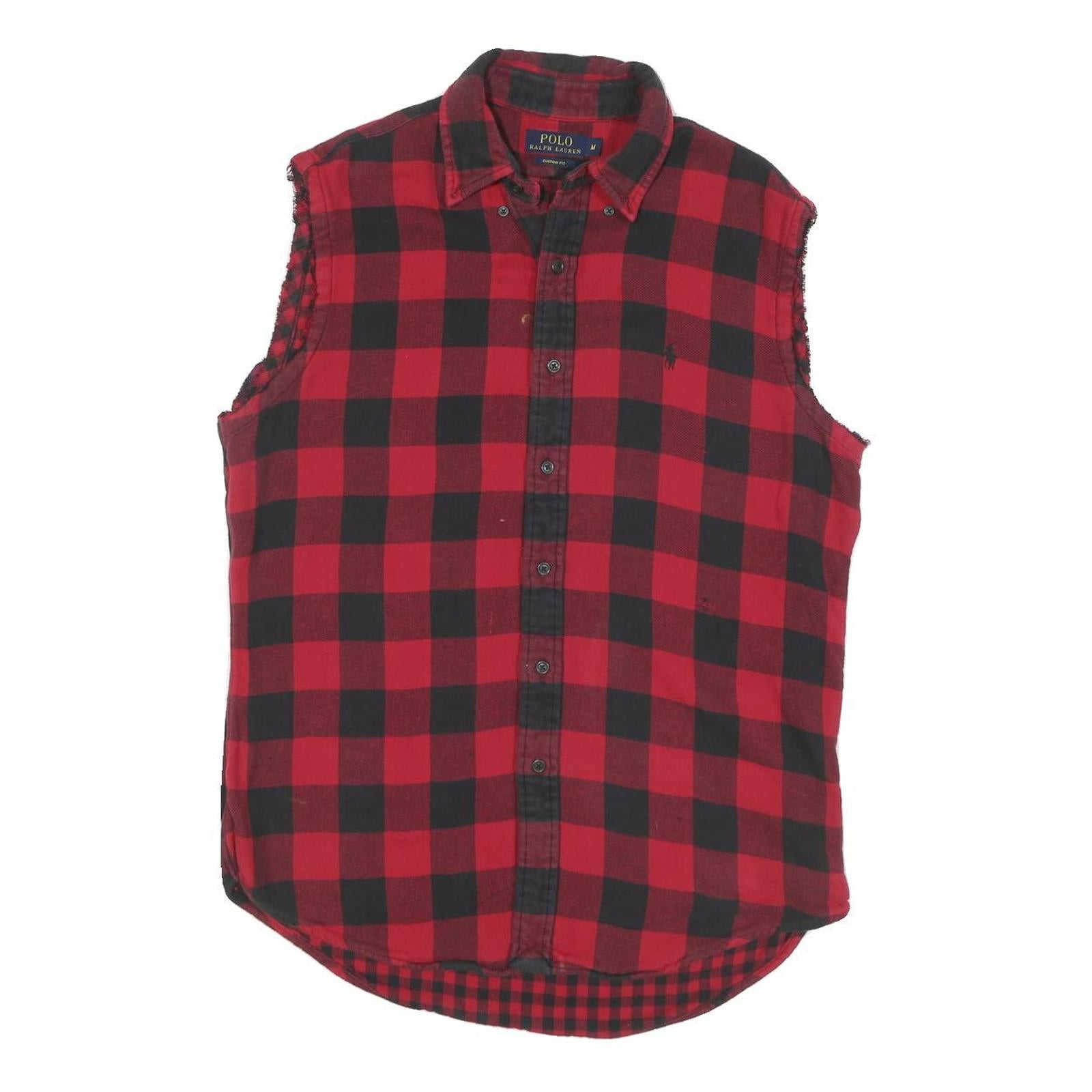 POLO RALPH LAUREN Mens Red & Black Sleeveless Shirt M Cotton Plaid Button-Up Refurbished - N/A refurbished available on Cerqular