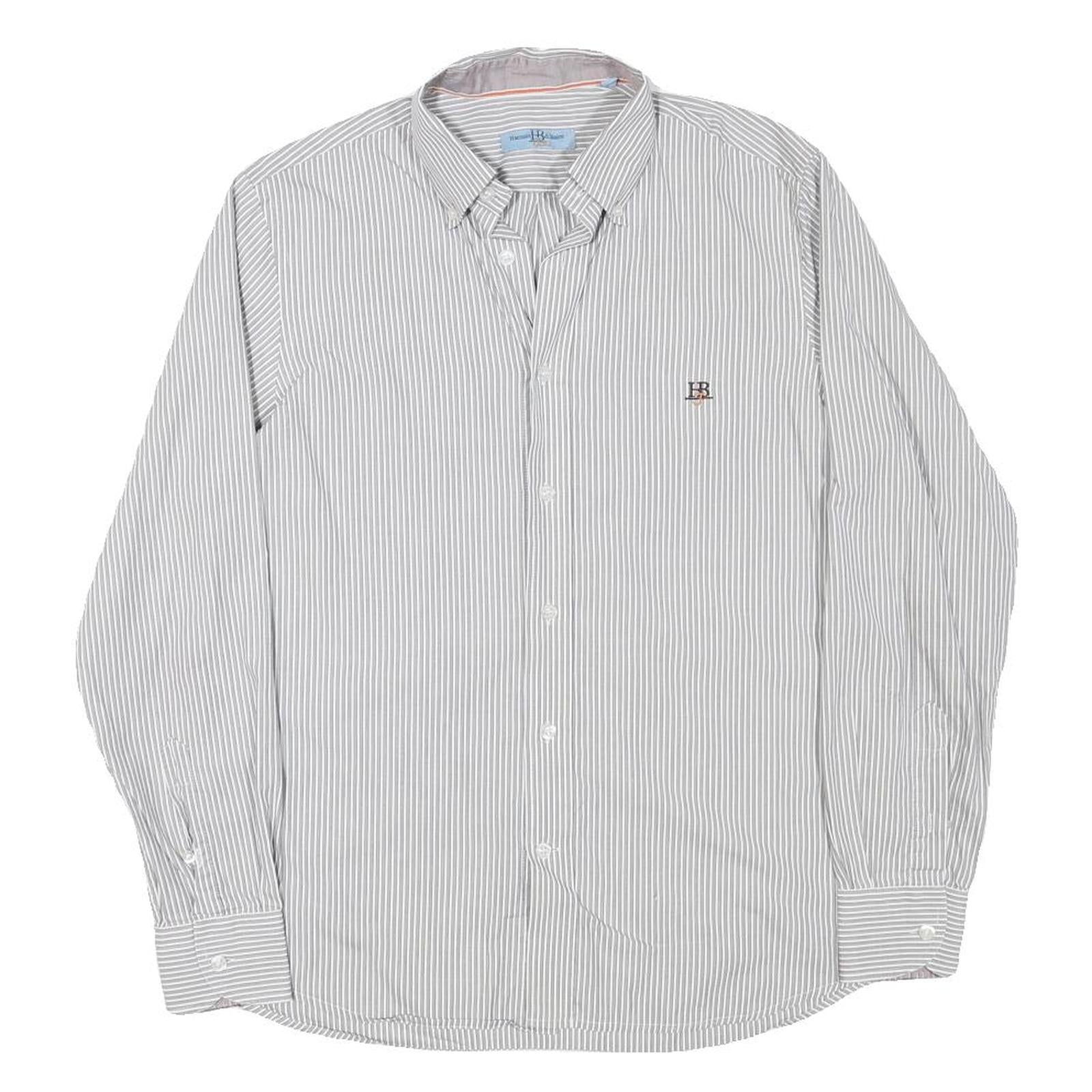 HARMONT AND BLAINE Mens Grey White Striped Shirt S Cotton Blend Classic Fit Refurbished - N/A refurbished available on Cerqular