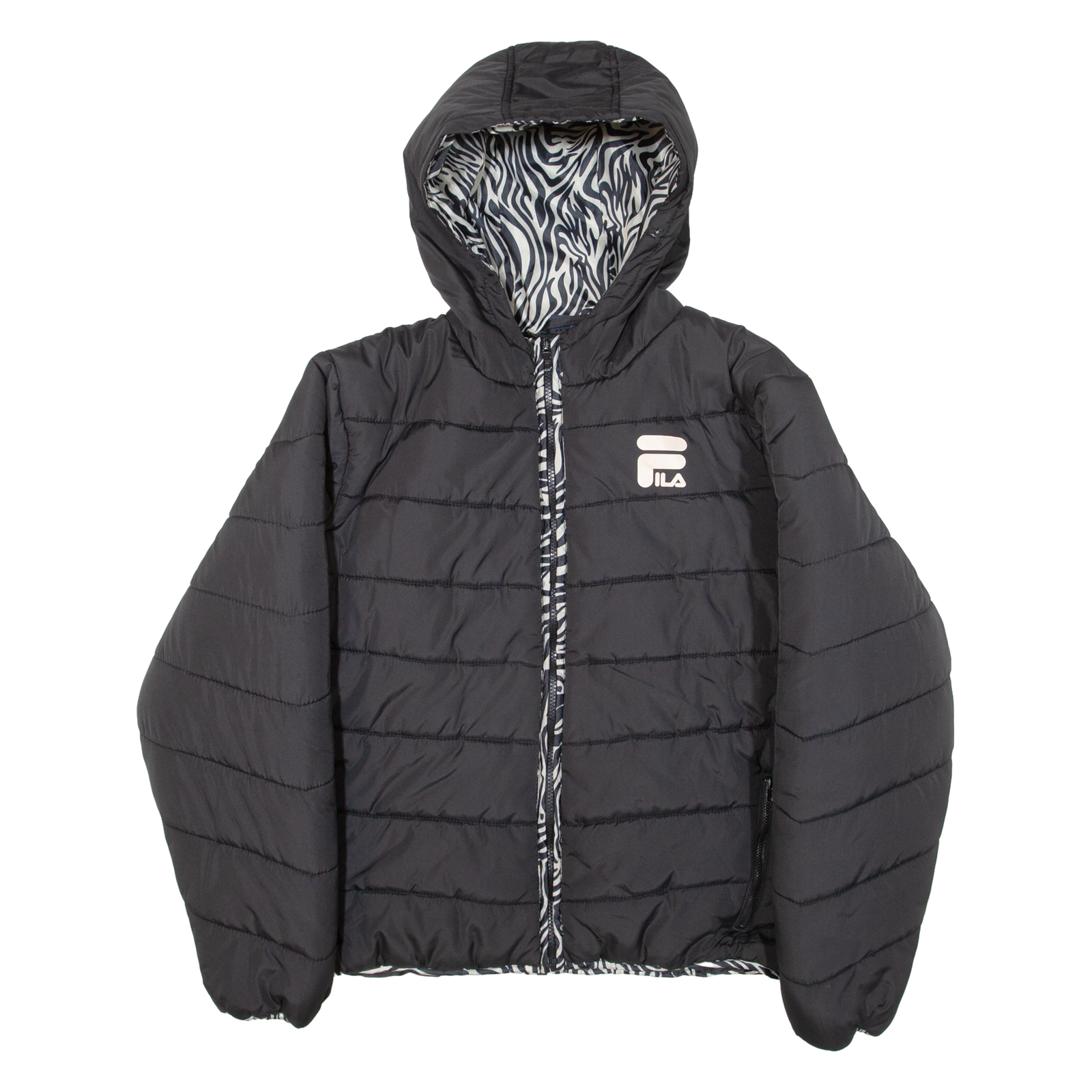 FILA Insulated Womens Puffer Jacket Black Hooded XL Refurbished - N/A refurbished available on Cerqular