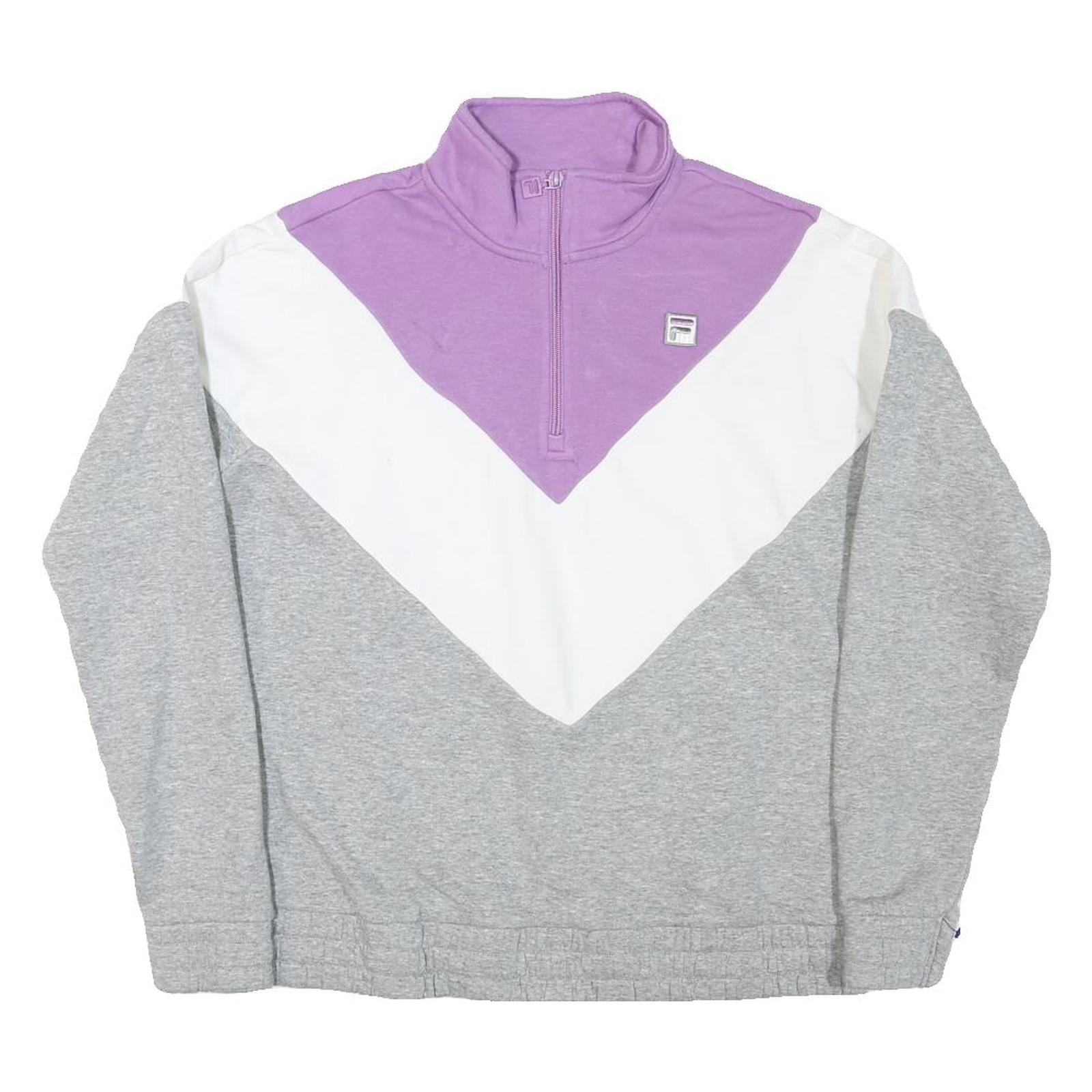 FILA Womens Purple & White & Grey Sweatshirt Collared M Cotton Blend Casual Refurbished - N/A refurbished available on Cerqular