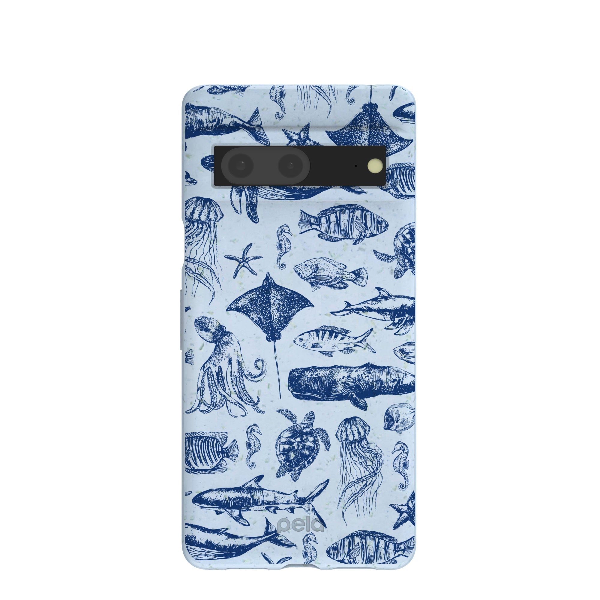 Powder Blue Marine Life Google Pixel 7 Case Refurbished - Pela Case refurbished available on Cerqular