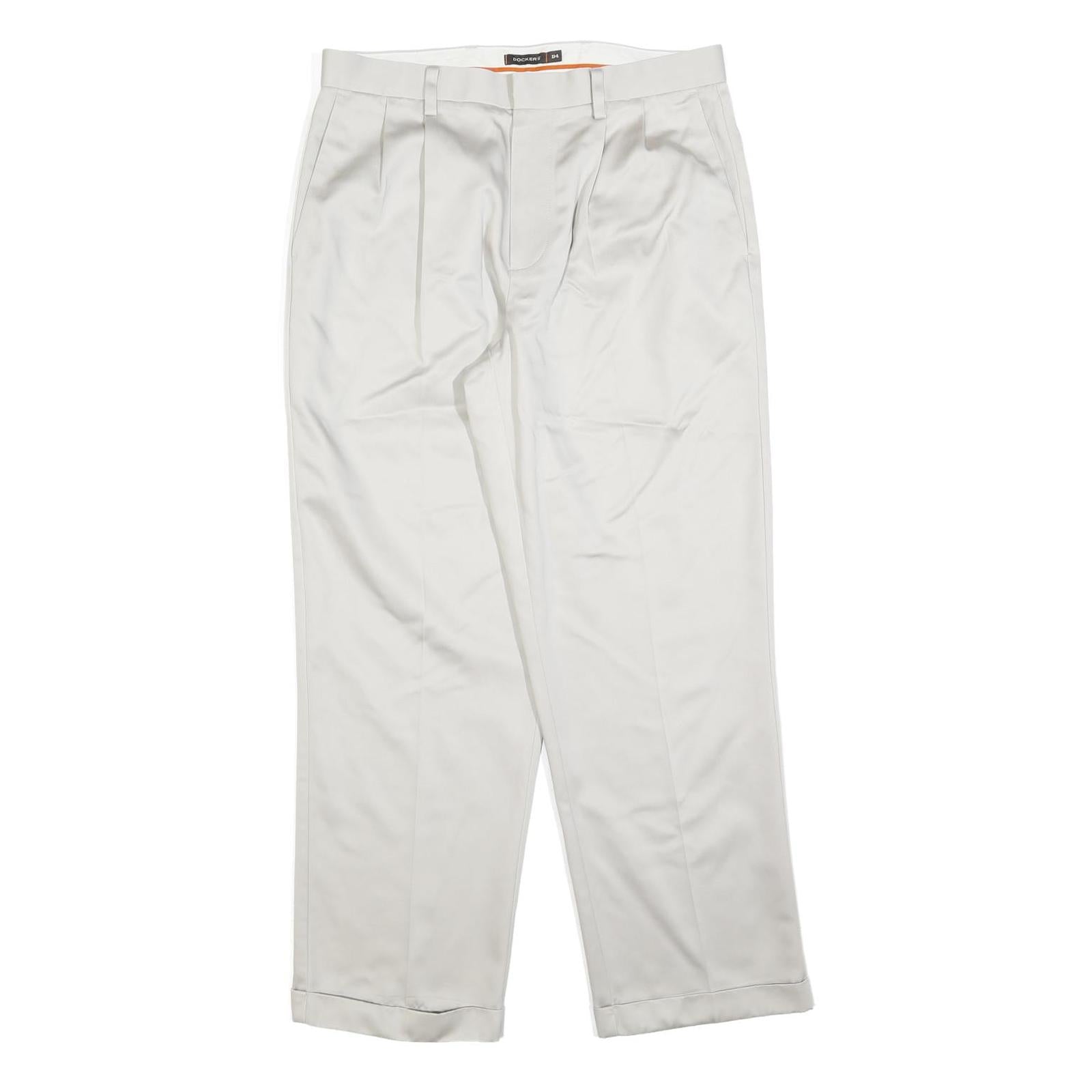 DOCKERS Mens Cotton Blend White Regular Straight Trousers W33 L30 Classic Zip Refurbished - N/A refurbished available on Cerqular