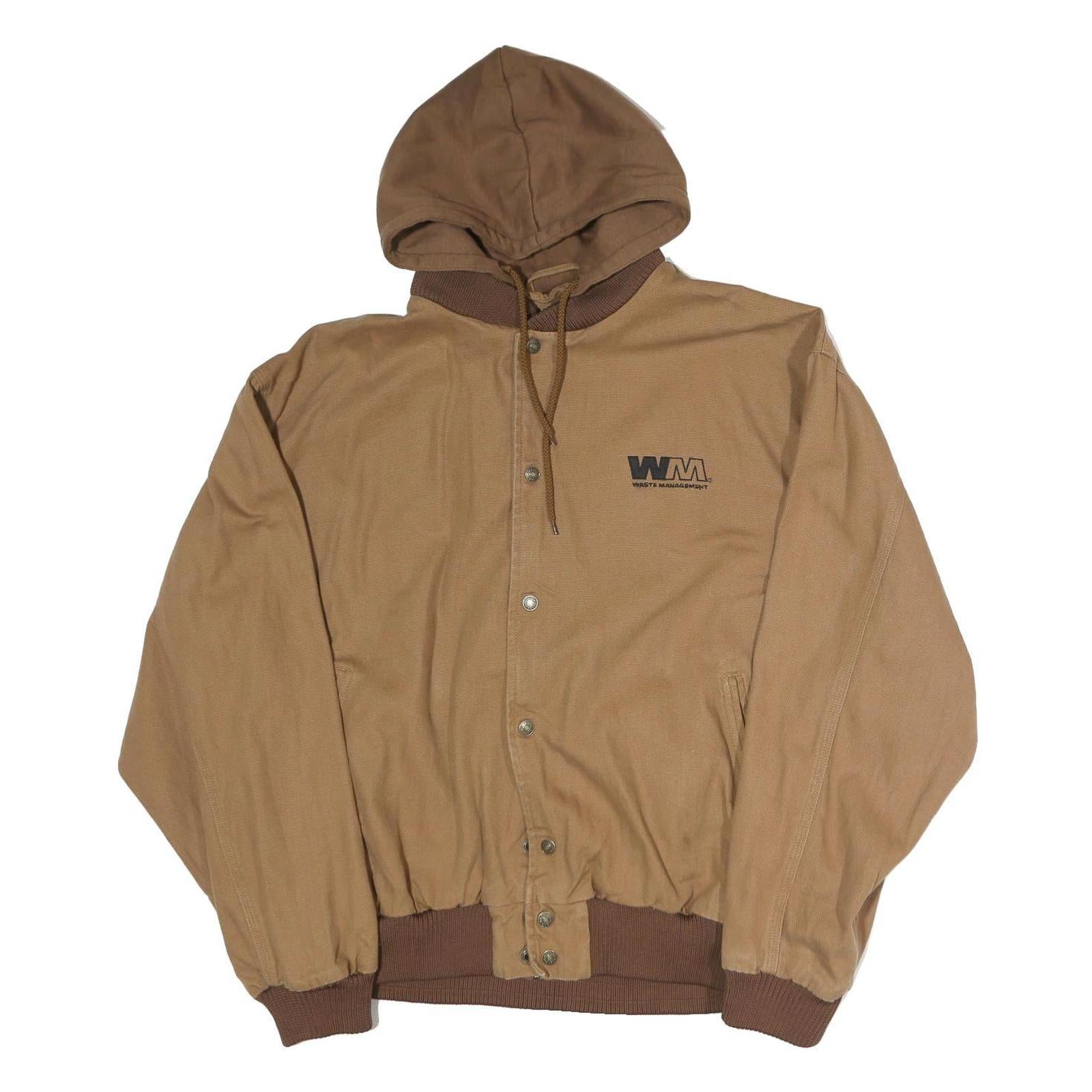Mens Brown Cotton Hooded Zip Jacket XL Plain Casual Workwear Outdoor Refurbished - N/A refurbished available on Cerqular