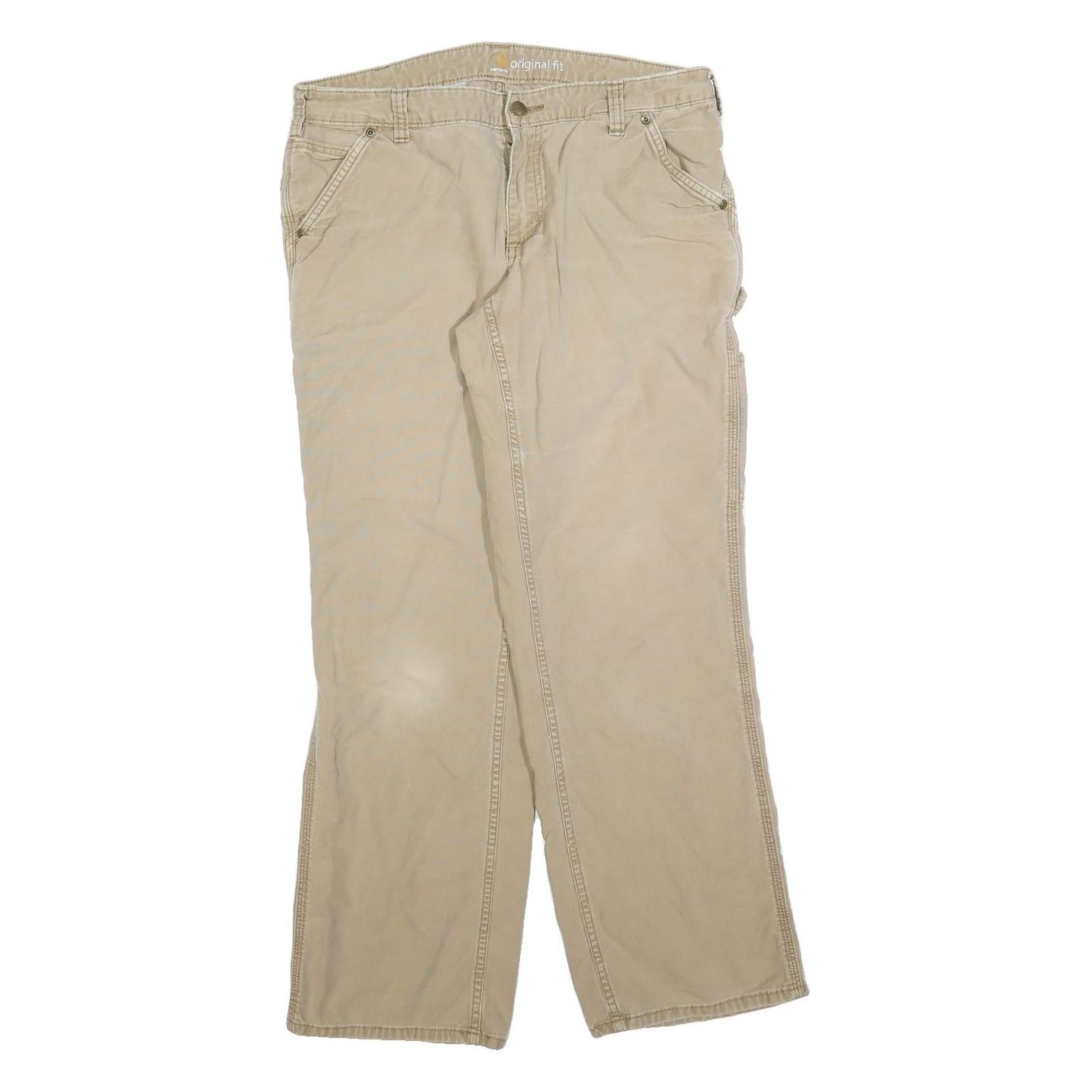 CARHARTT Womens Cotton Blend Beige Regular Leg Trousers W34 L30 Workwear Refurbished - N/A refurbished available on Cerqular