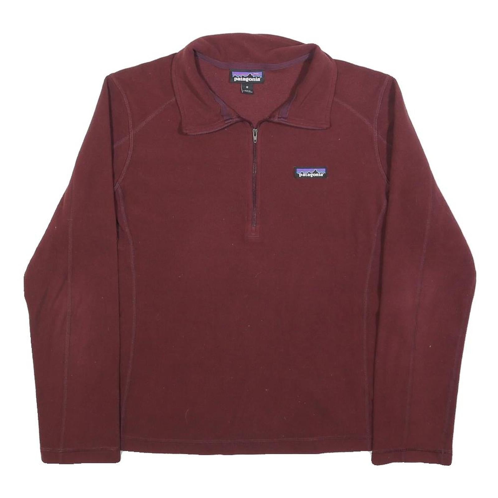 PATAGONIA Womens Maroon Jumper Plain 1/4 Zip Pullover M Polyester Outdoor Refurbished - N/A refurbished available on Cerqular