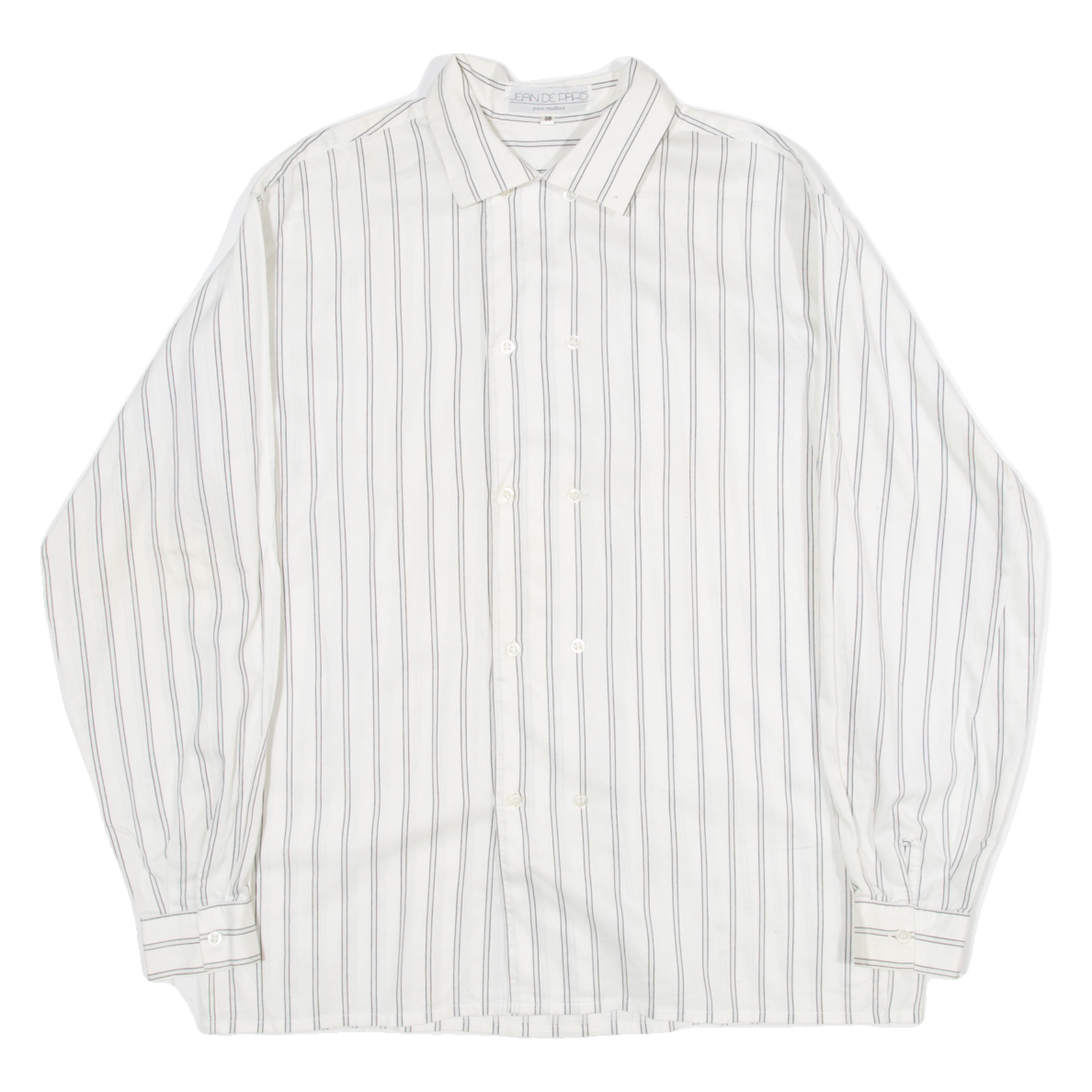 JEAN DE PARIS Mens Shirt White Striped Long Sleeve M Refurbished - N/A refurbished available on Cerqular