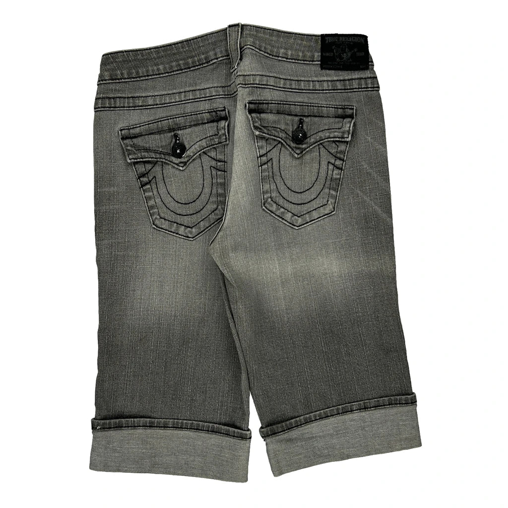 Made In Usa True Religion Denim Shorts - 30W 14L Grey Cotton Blend Refurbished - Thrifted (note: this is a term often used to describe second- refurbished available on Cerqular