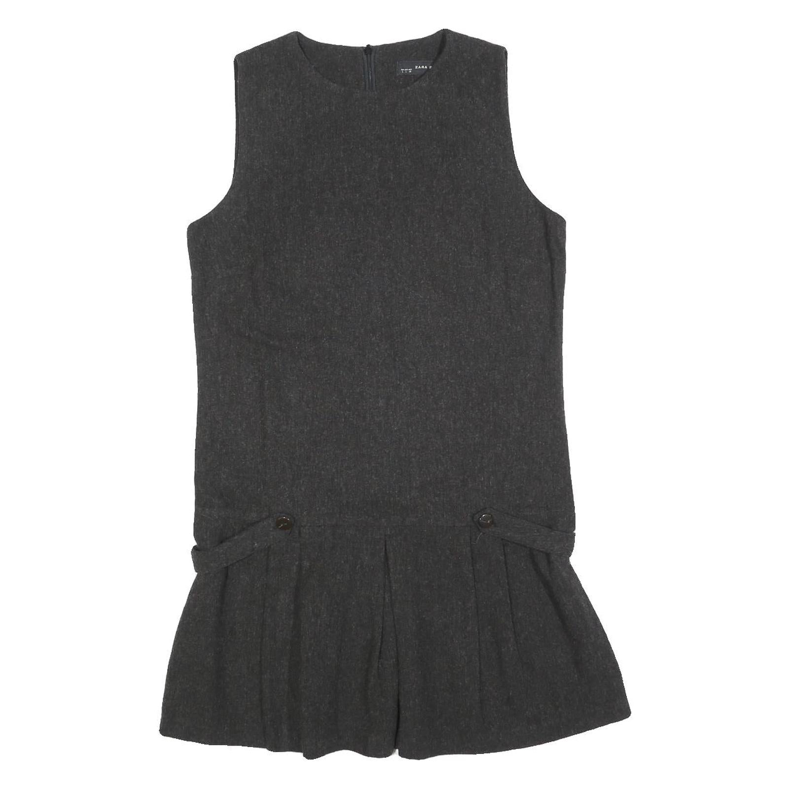 ZARA Womens Grey Wool Blend Sleeveless Mini Dress L Pleated Design Elegant Refurbished - N/A refurbished available on Cerqular