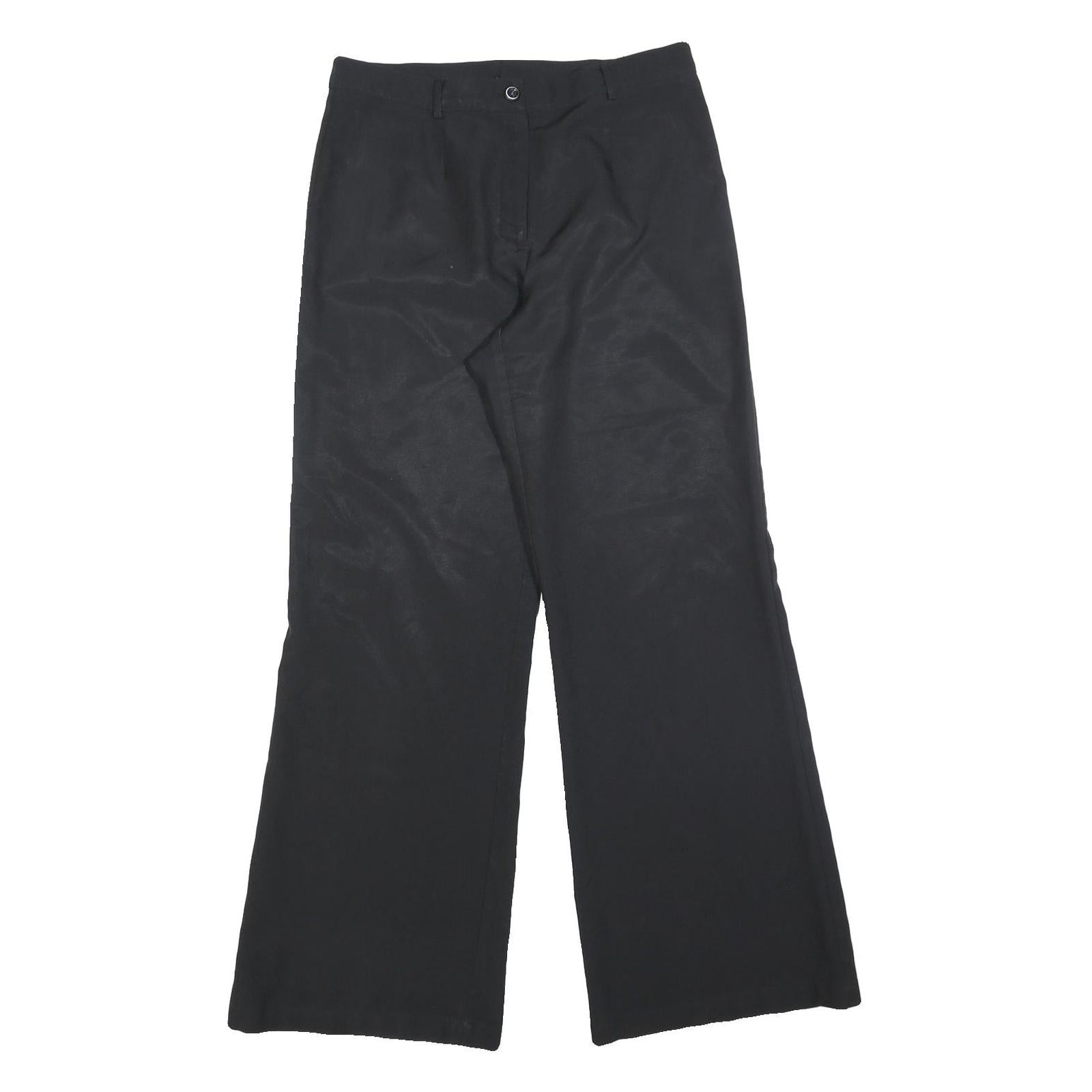 Womens Black Relaxed Wide-Leg Trousers W30 L32 Zip Closure Casual Wear Refurbished - N/A refurbished available on Cerqular