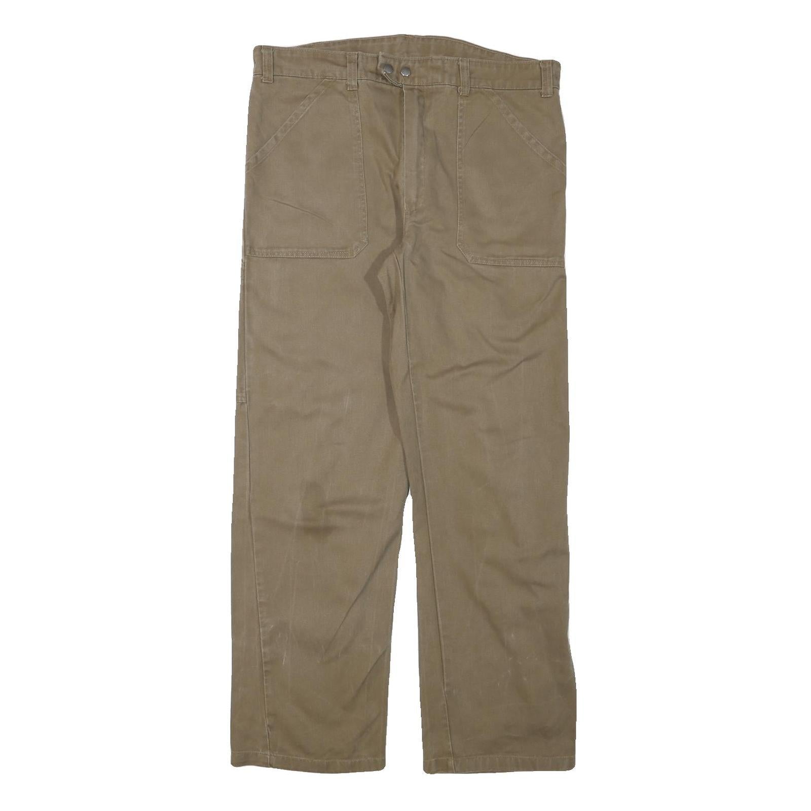 Mens Relaxed Fit Beige Cotton Blend Trousers W36 L31 Zip Closure Casual Workwear Refurbished - N/A refurbished available on Cerqular