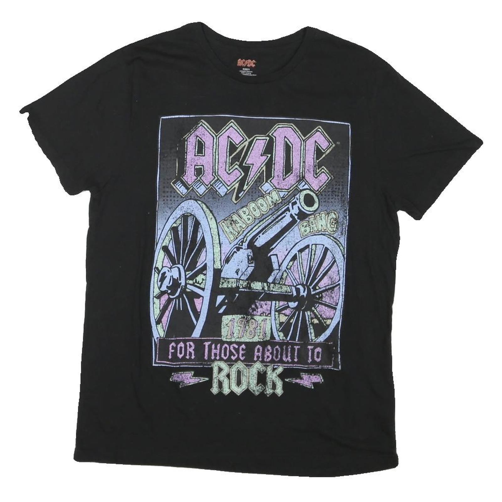 ACDC Mens Black Graphic T-Shirt L Short Sleeve Crew Neck Rock Band Cotton Blend Refurbished - N/A refurbished available on Cerqular
