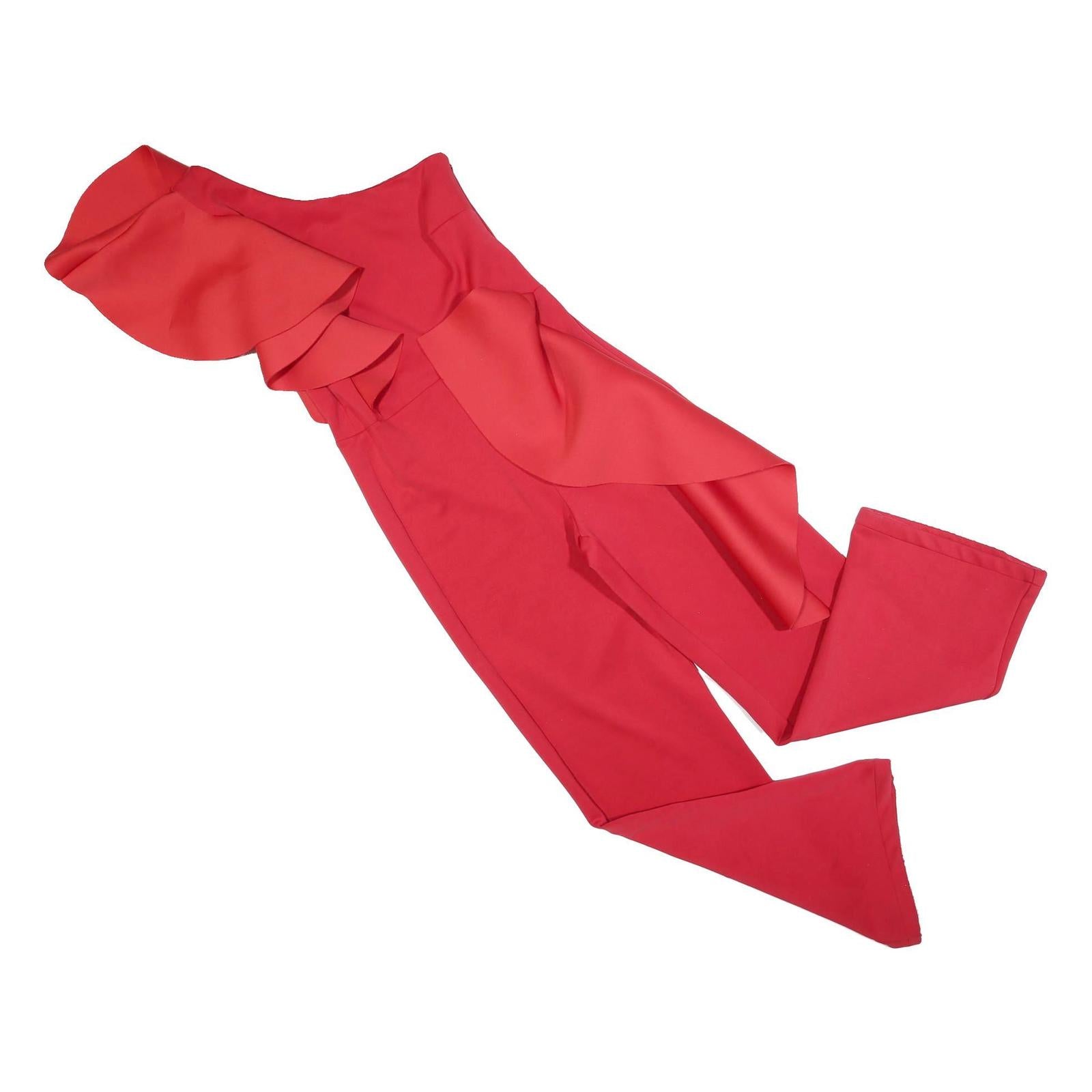 TRUE VIOLET Womens Red Playsuit UK 10 Polyester Blend Ruffle Trim Sleeveless Refurbished - N/A refurbished available on Cerqular