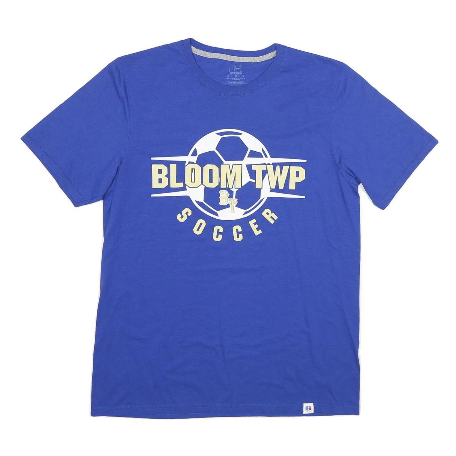 RUSSELL ATHLETIC Mens Blue Bloom TWP Soccer Graphic T-Shirt M Short Sleeve Crew Refurbished - N/A refurbished available on Cerqular