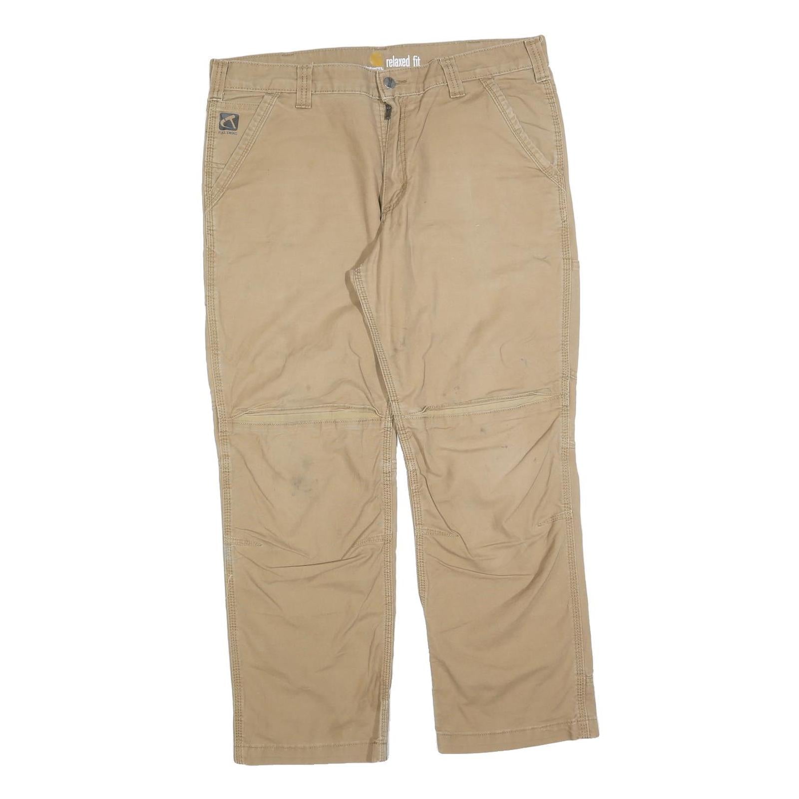 CARHARTT Mens Relaxed Fit Beige Cotton Blend Workwear Trousers W36 L30 Durable Refurbished - N/A refurbished available on Cerqular