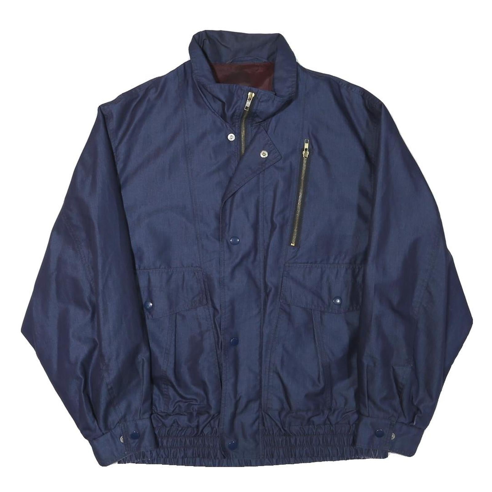 Mens Navy Blue Plain Polyester Blend Zip Jacket L Casual Regular Fit Refurbished - N/A refurbished available on Cerqular