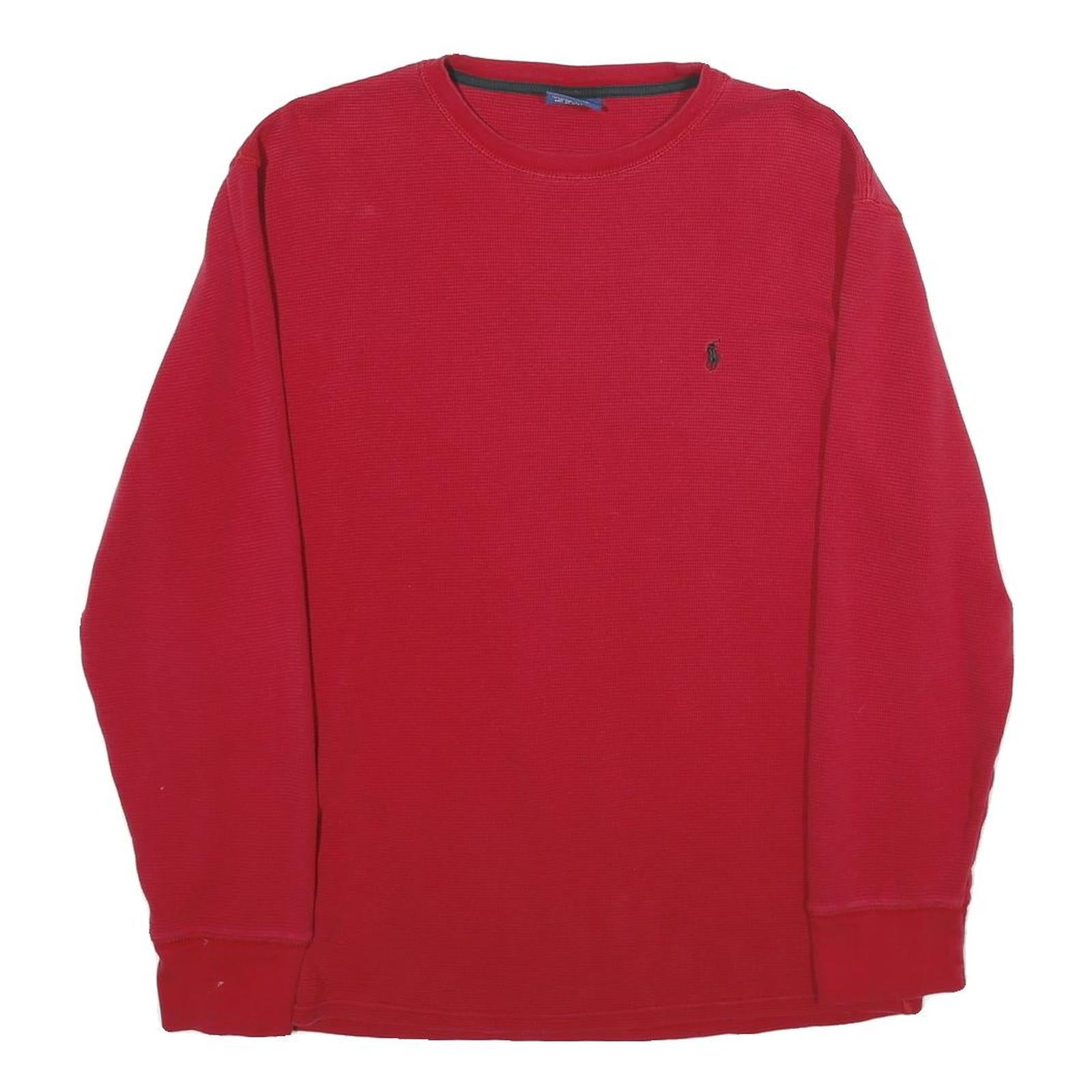 POLO RALPH LAUREN Mens Red Jumper Plain Crew Neck Basic Knit XL Classic Logo Refurbished - N/A refurbished available on Cerqular