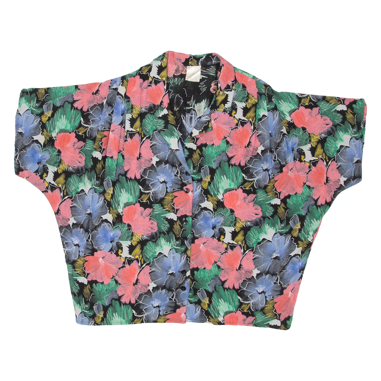 Womens Printed Top Black Collared Viscose Floral XL Refurbished - N/A refurbished available on Cerqular