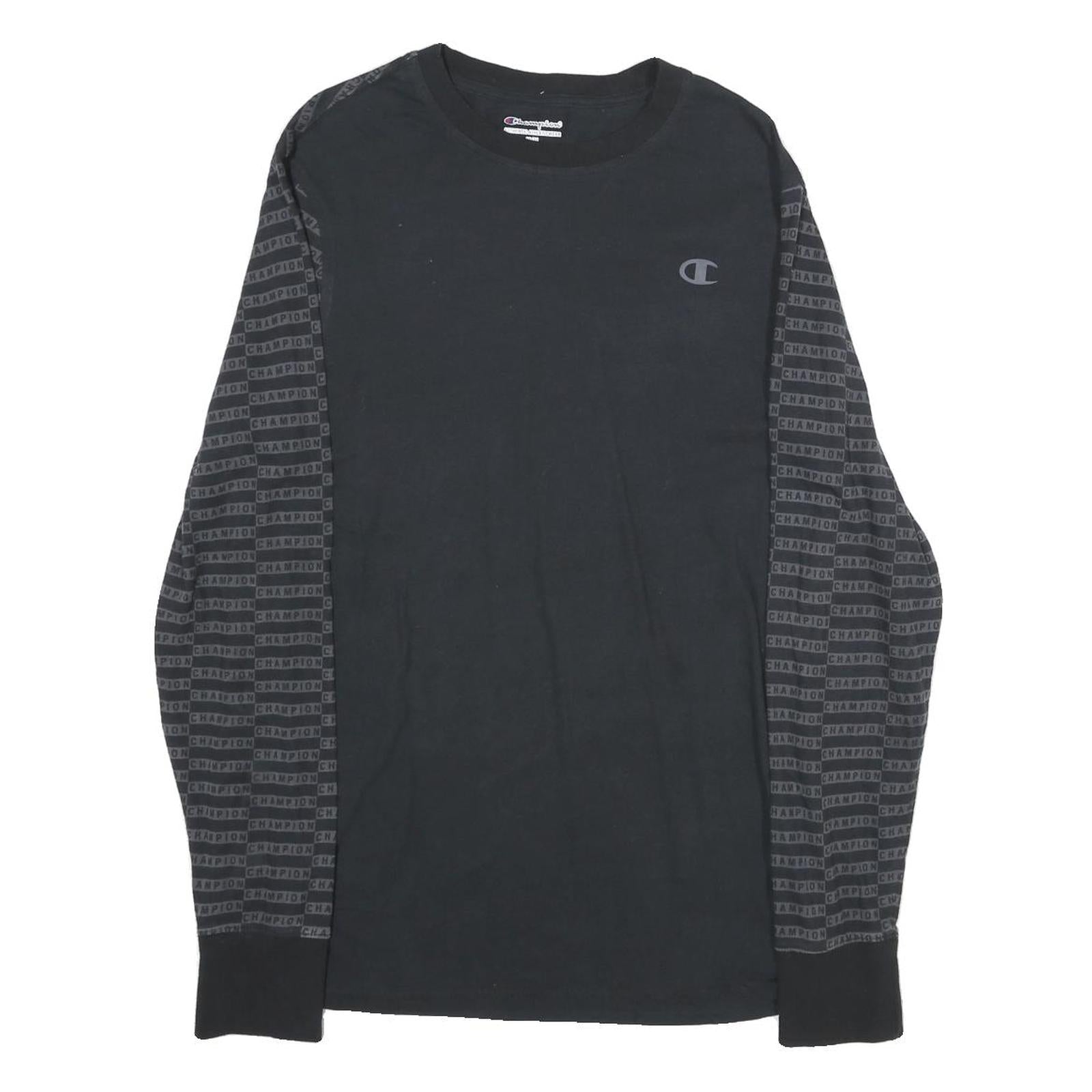 CHAMPION Mens Black Graphic Long Sleeve Crew Neck T-Shirt M Refurbished - N/A refurbished available on Cerqular