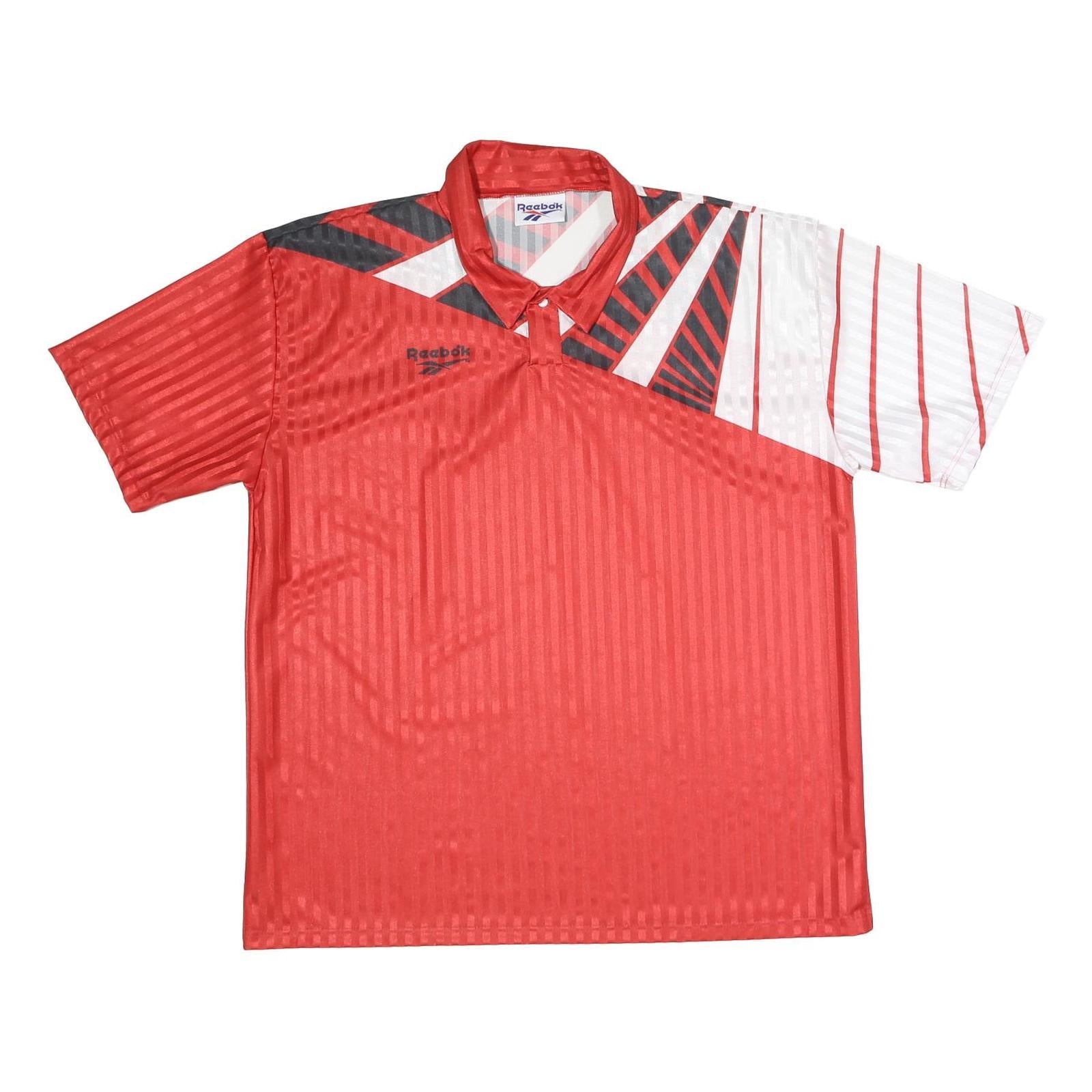 REEBOK Mens Red & White Short Sleeve Geometric Polo Shirt XL Polyester Sports Refurbished - N/A refurbished available on Cerqular