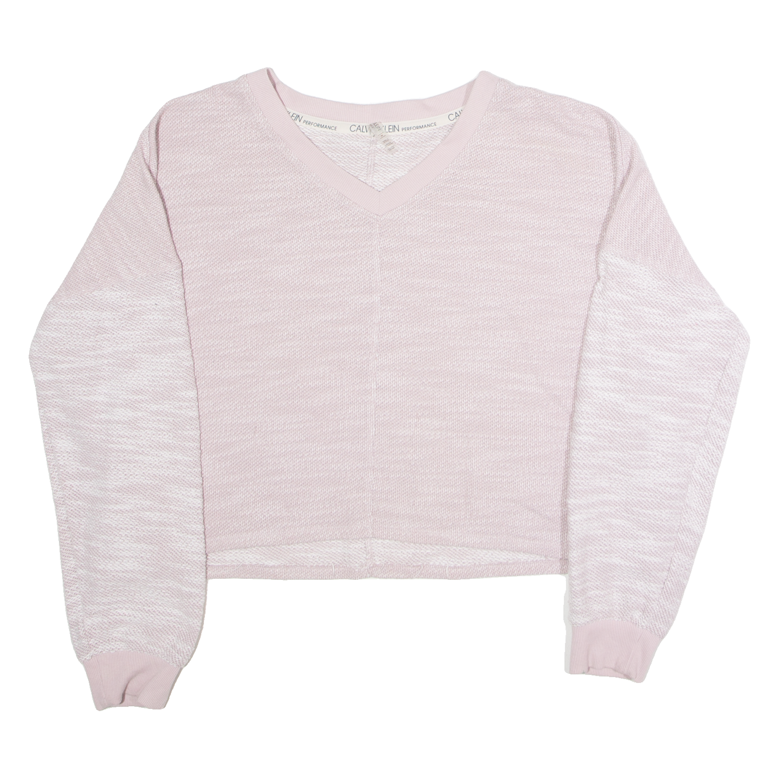 CALVIN KLEIN PERFORMANCE Cropped Womens Jumper Pink V-Neck Tight Knit M Refurbished - N/A refurbished available on Cerqular